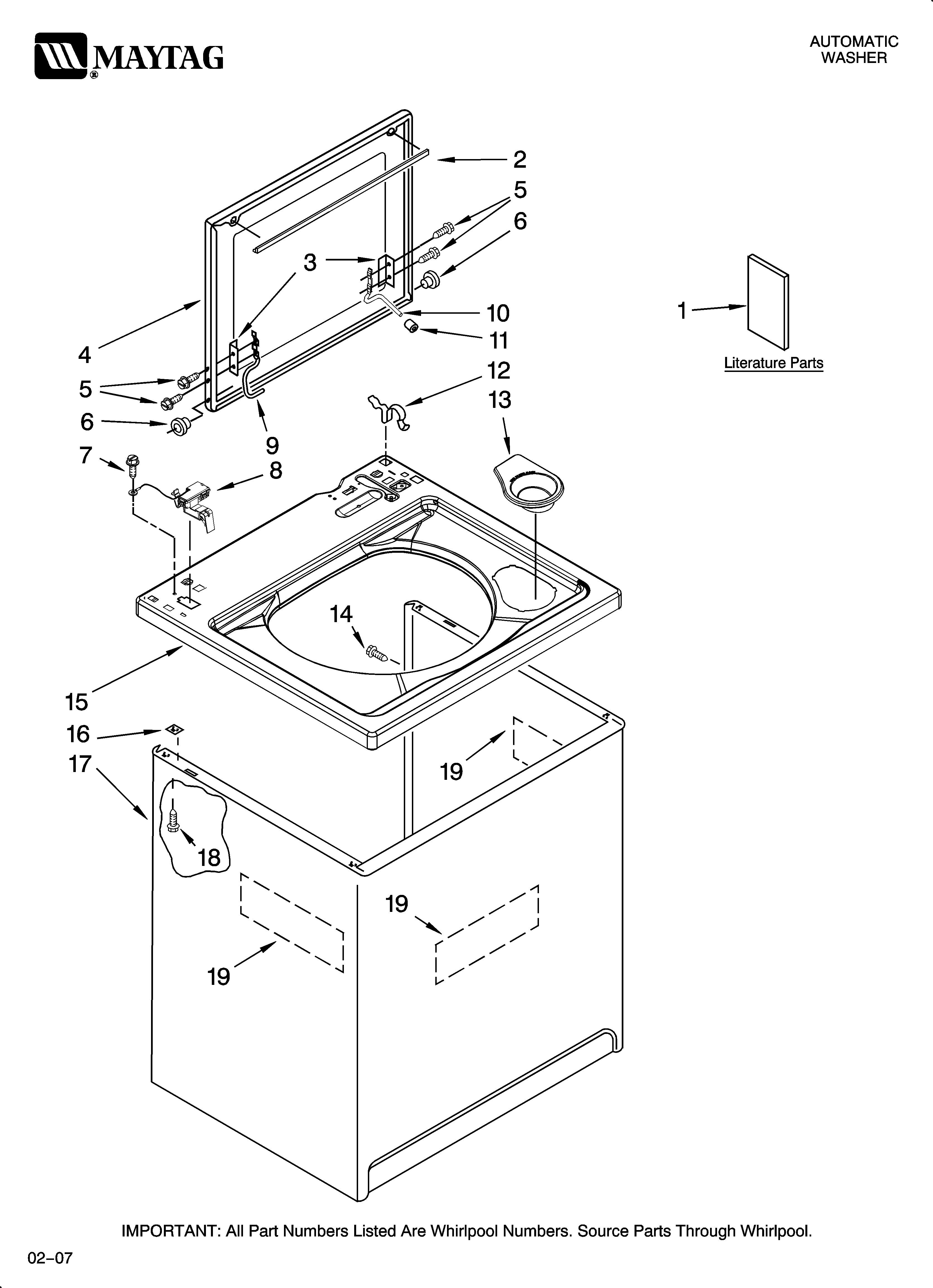 Maytag MTW5920TW0 top and cabinet parts diagram