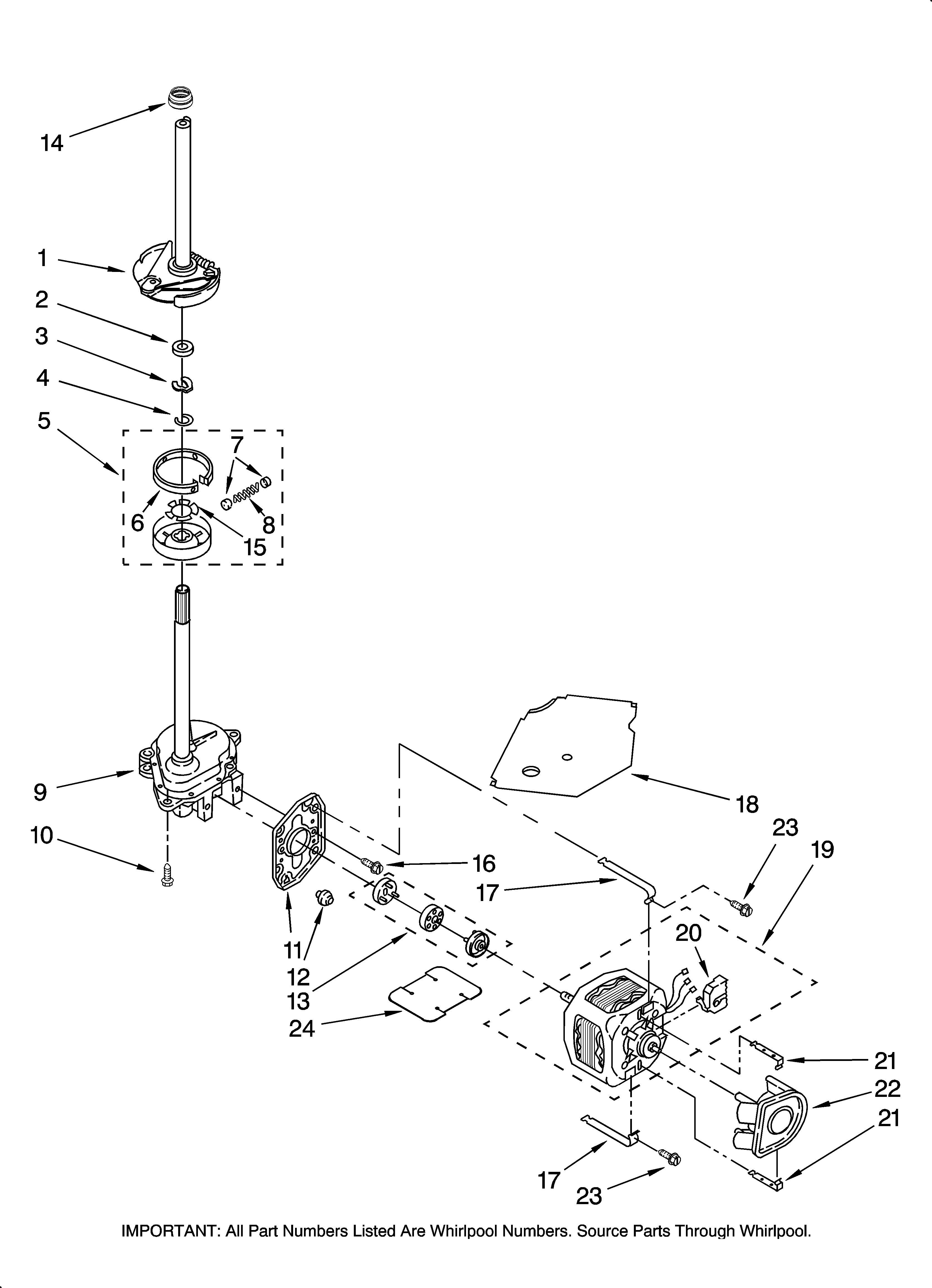 Maytag MTW5920TW0 brake, clutch, gearcase, motor and pump parts diagram