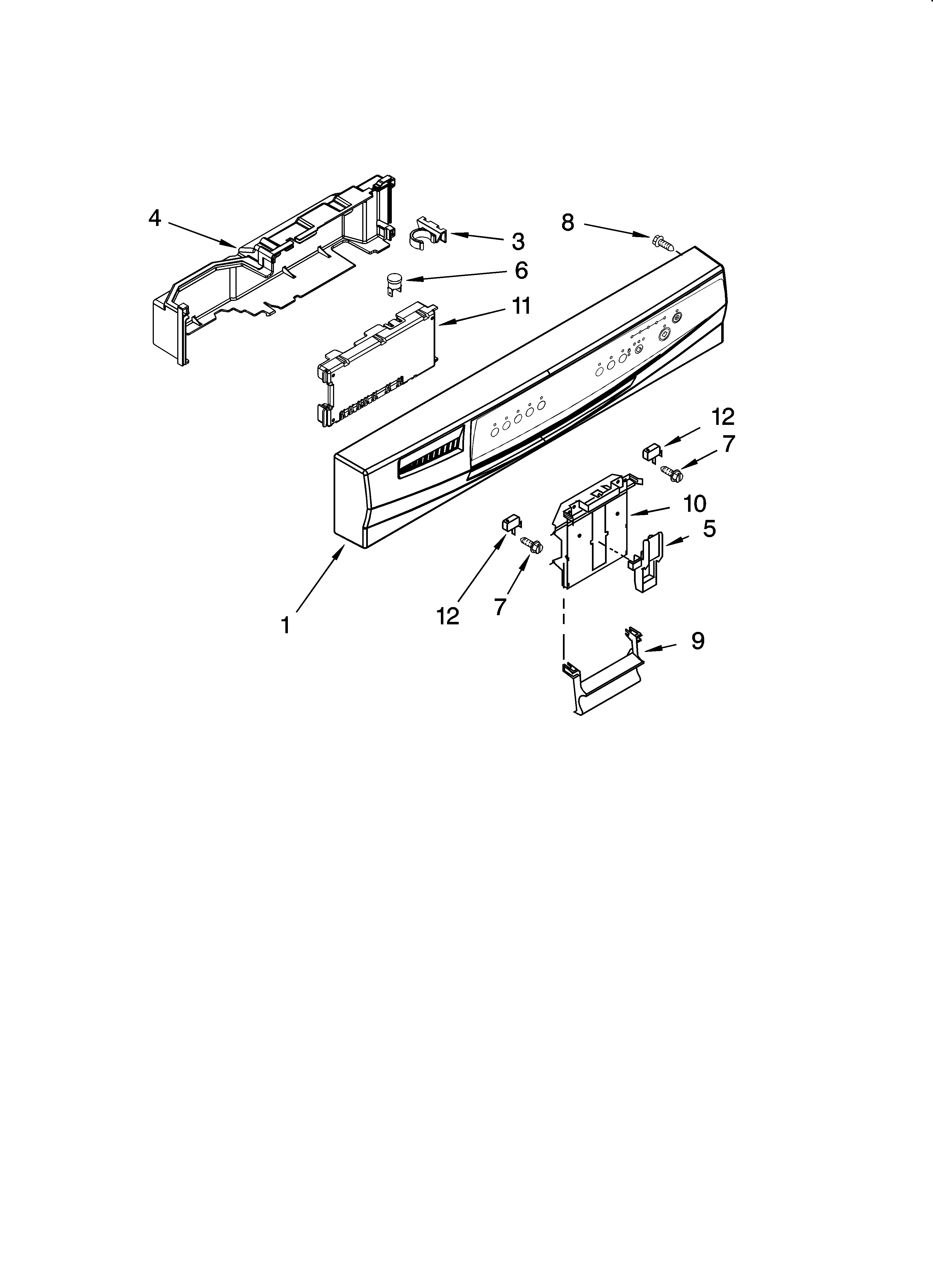 Whirlpool DU1145XTPB9 control panel parts diagram