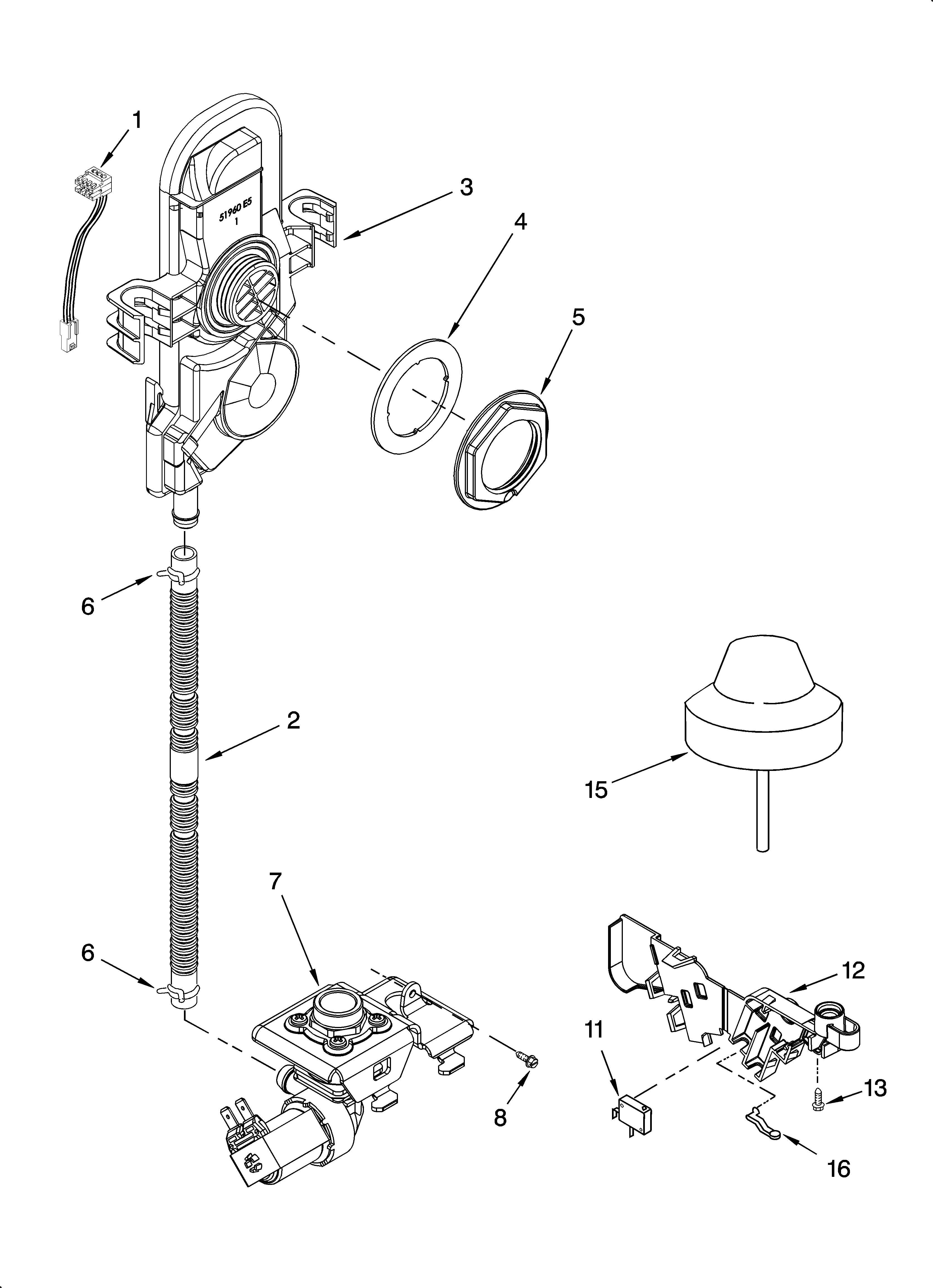 Whirlpool DU1145XTPB9 fill and overfill parts diagram