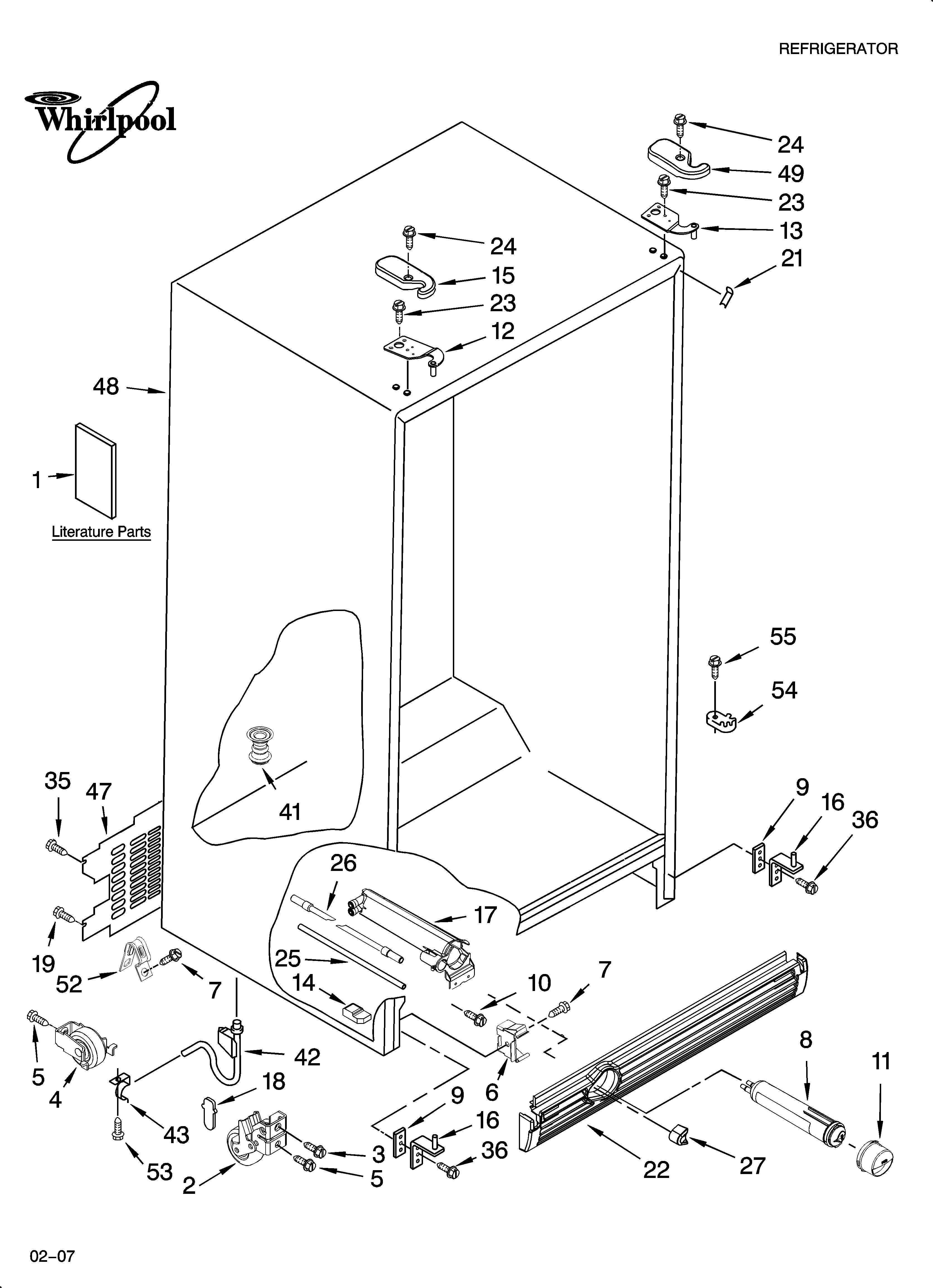 Whirlpool GD5RHAXTQ00 cabinet parts diagram