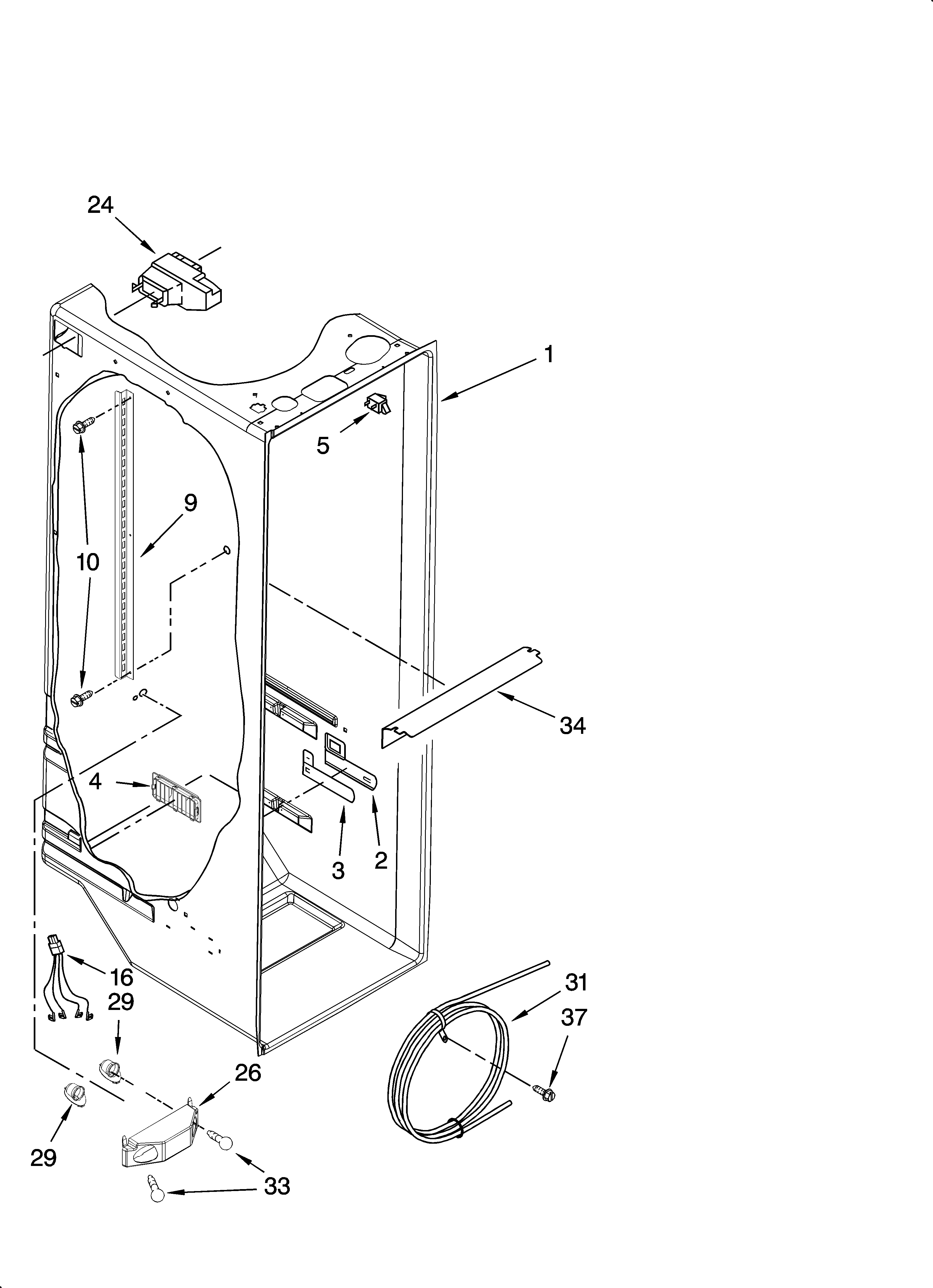 Whirlpool GD5RHAXTQ00 refrigerator liner parts diagram