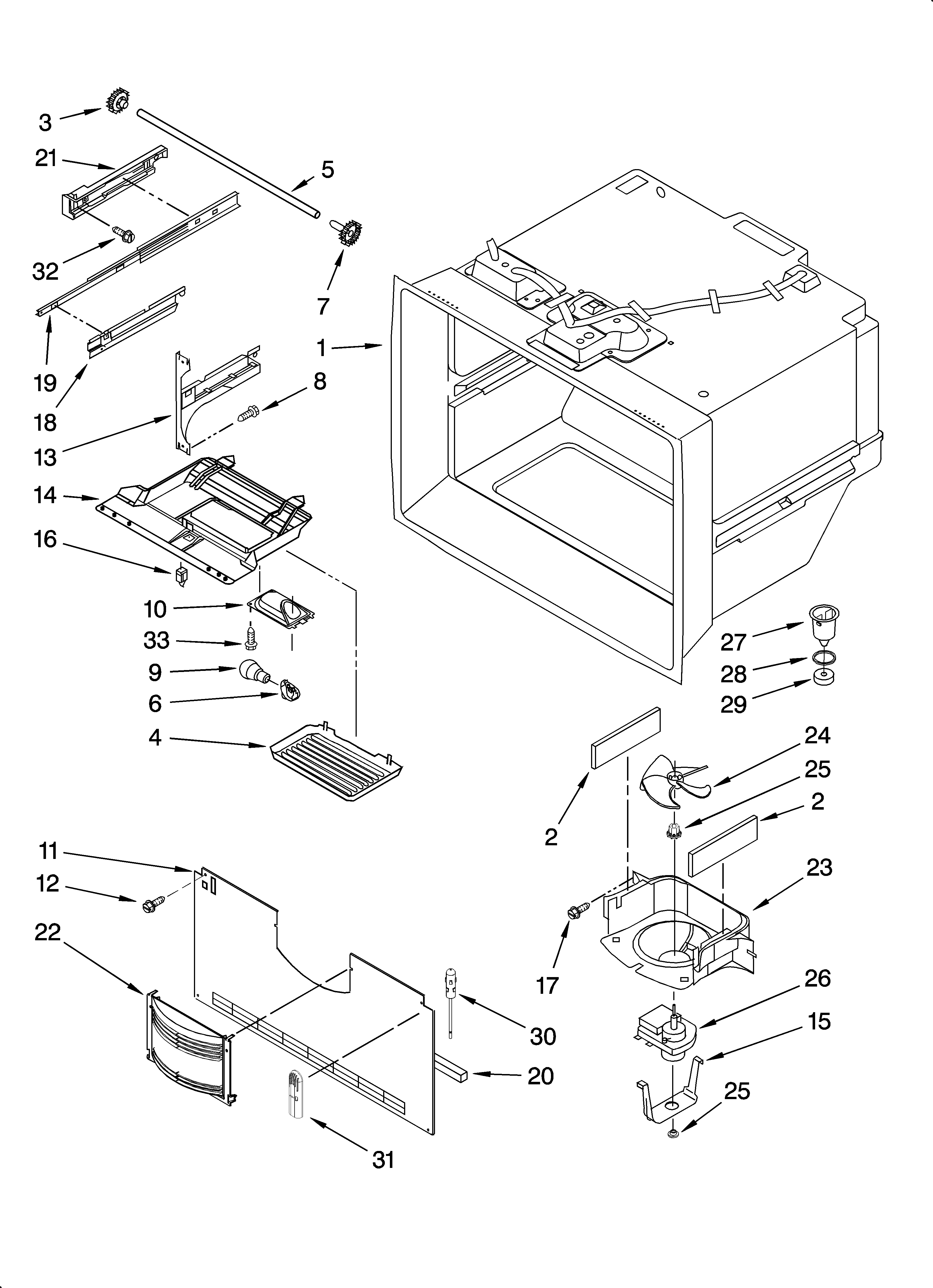 Whirlpool GX5SHDXTB00 freezer liner parts diagram