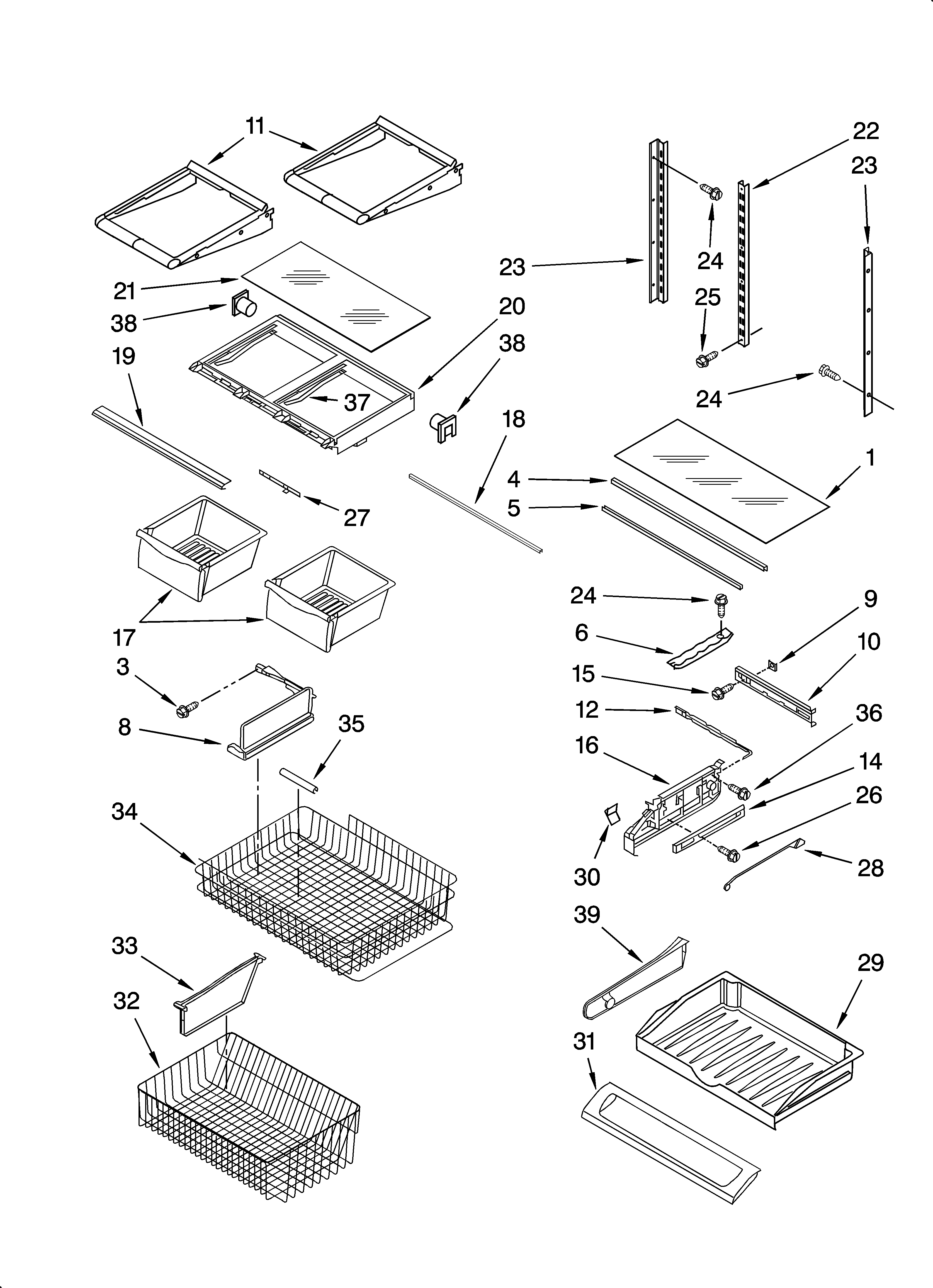 Whirlpool GX5SHDXTB00 shelf parts diagram