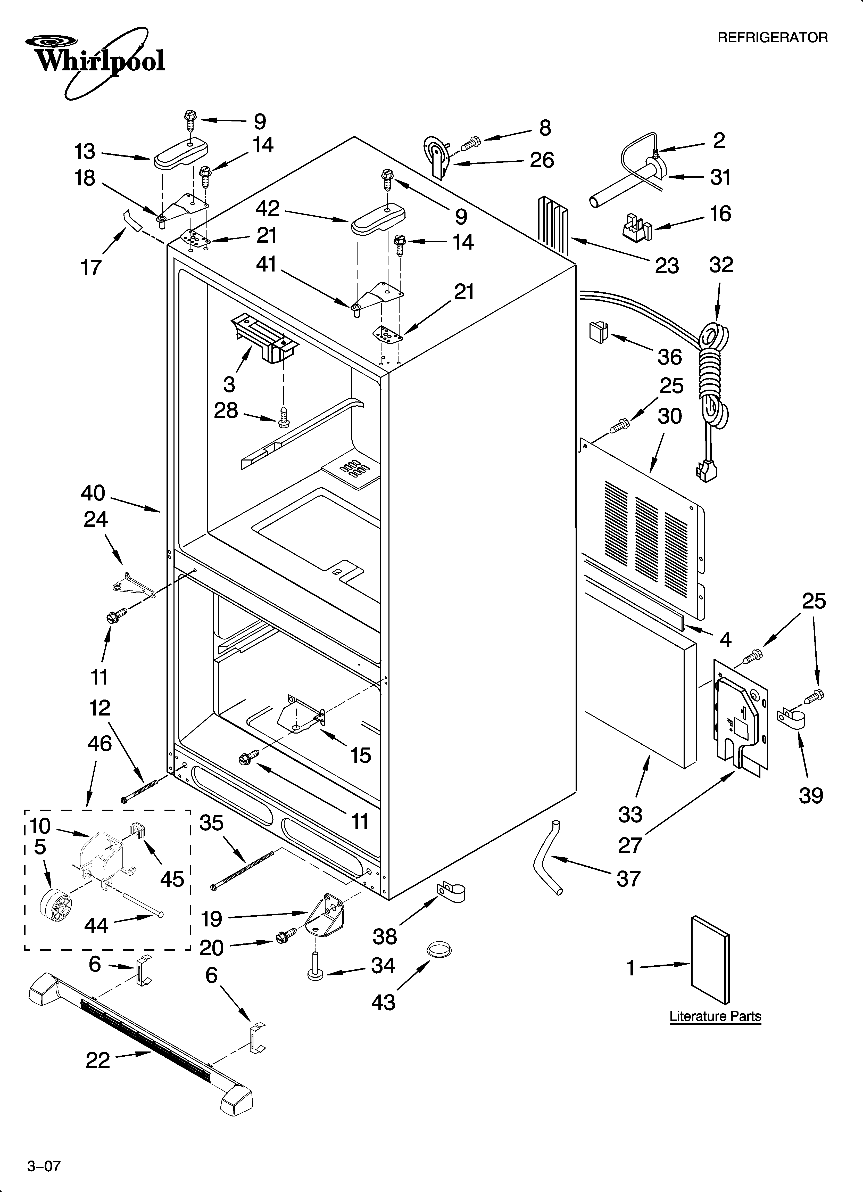 Whirlpool GX5SHTXTB00 cabinet parts diagram