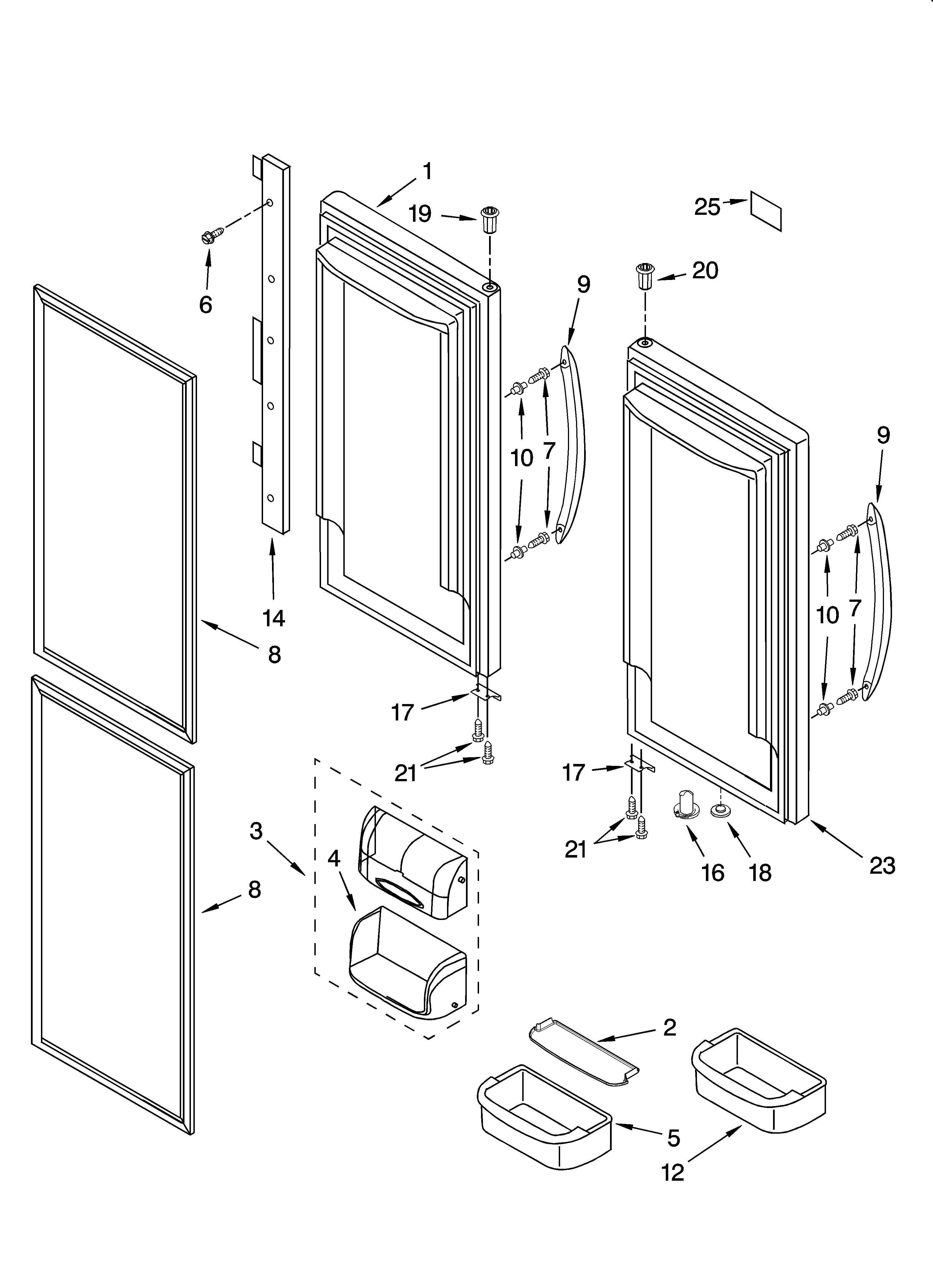 Whirlpool GX5SHTXTB00 refrigerator door parts diagram