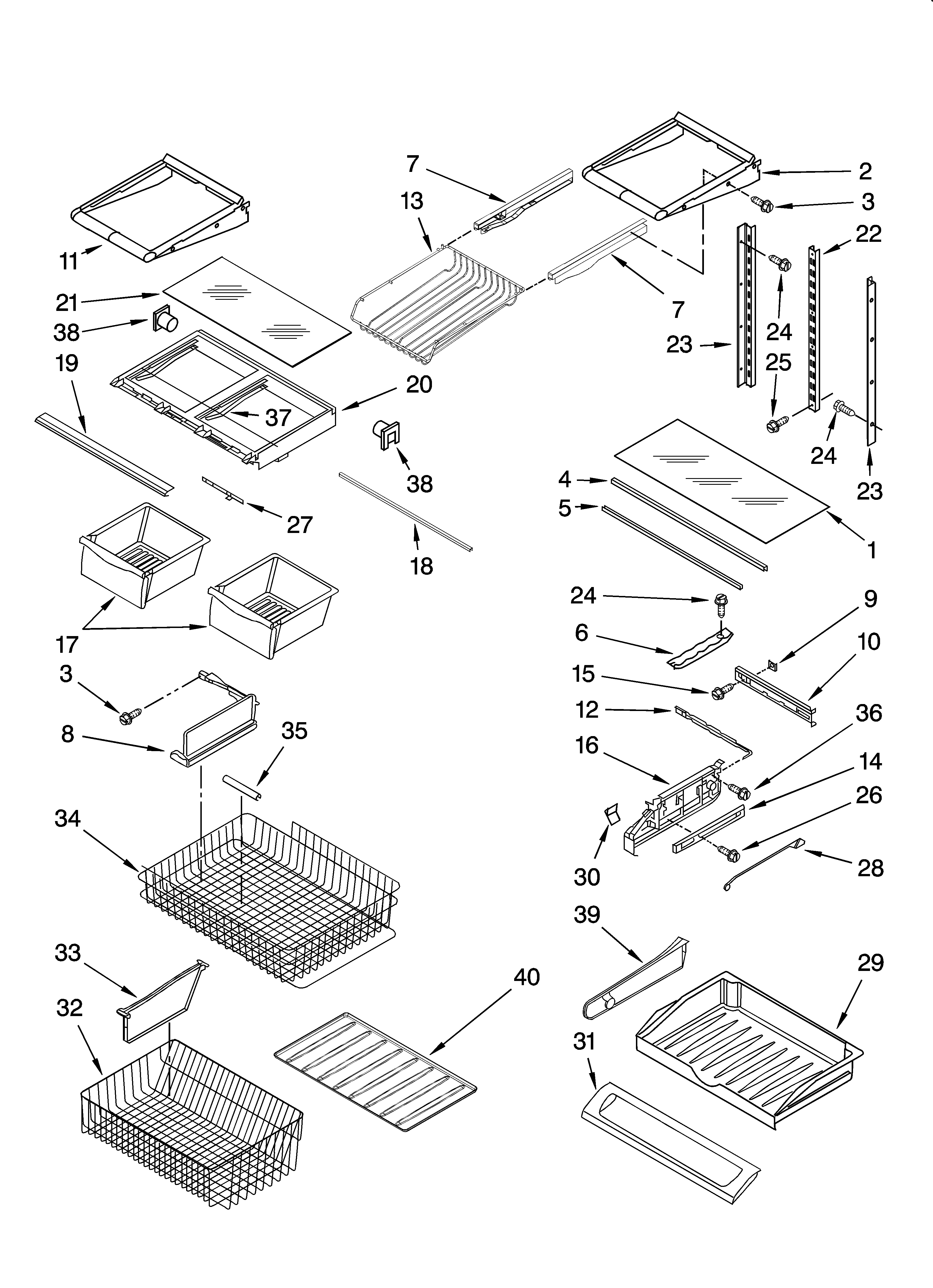 Whirlpool GX5SHTXTB00 shelf parts diagram