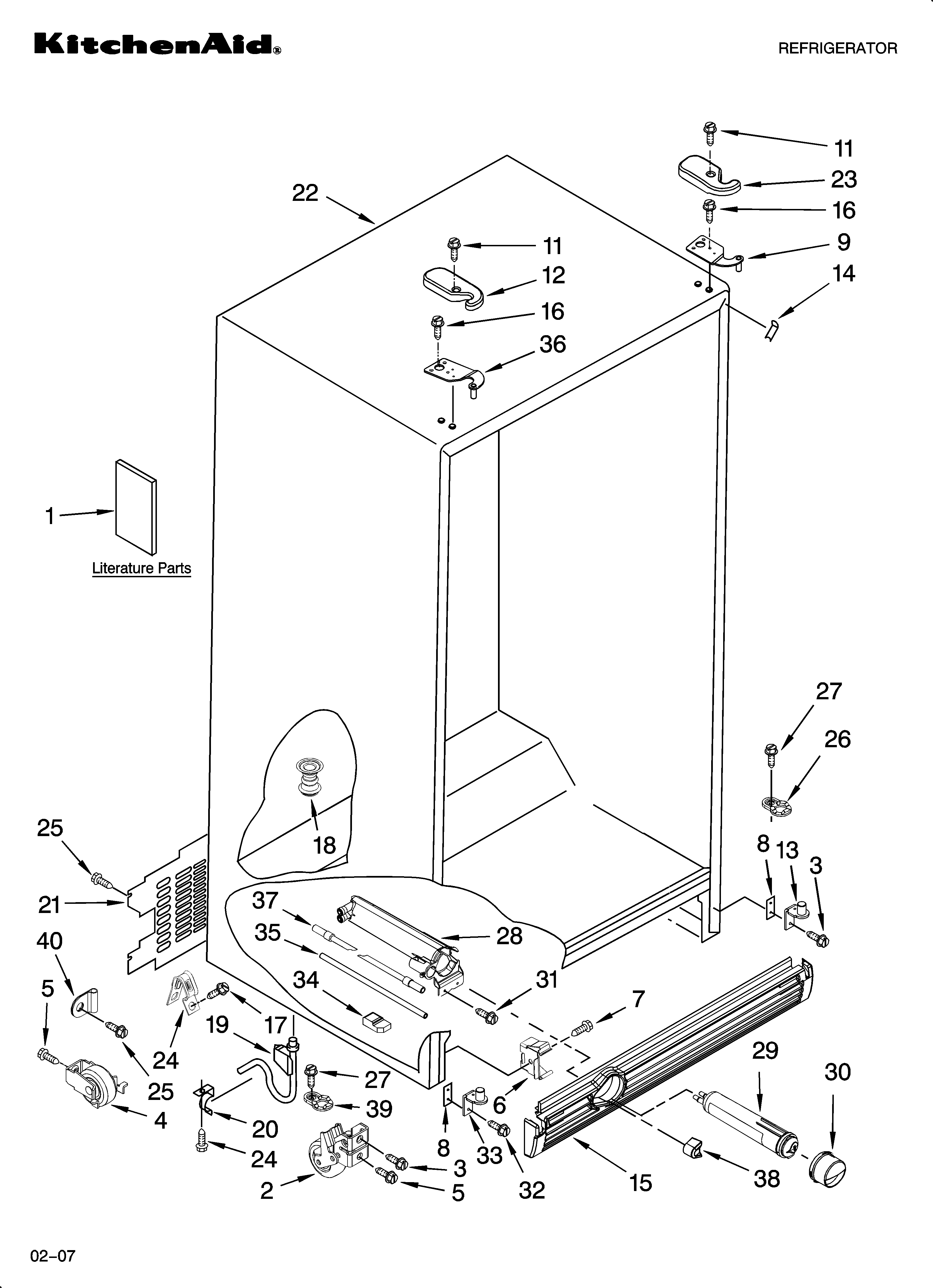 KitchenAid KSRS25RSBT00 cabinet parts diagram