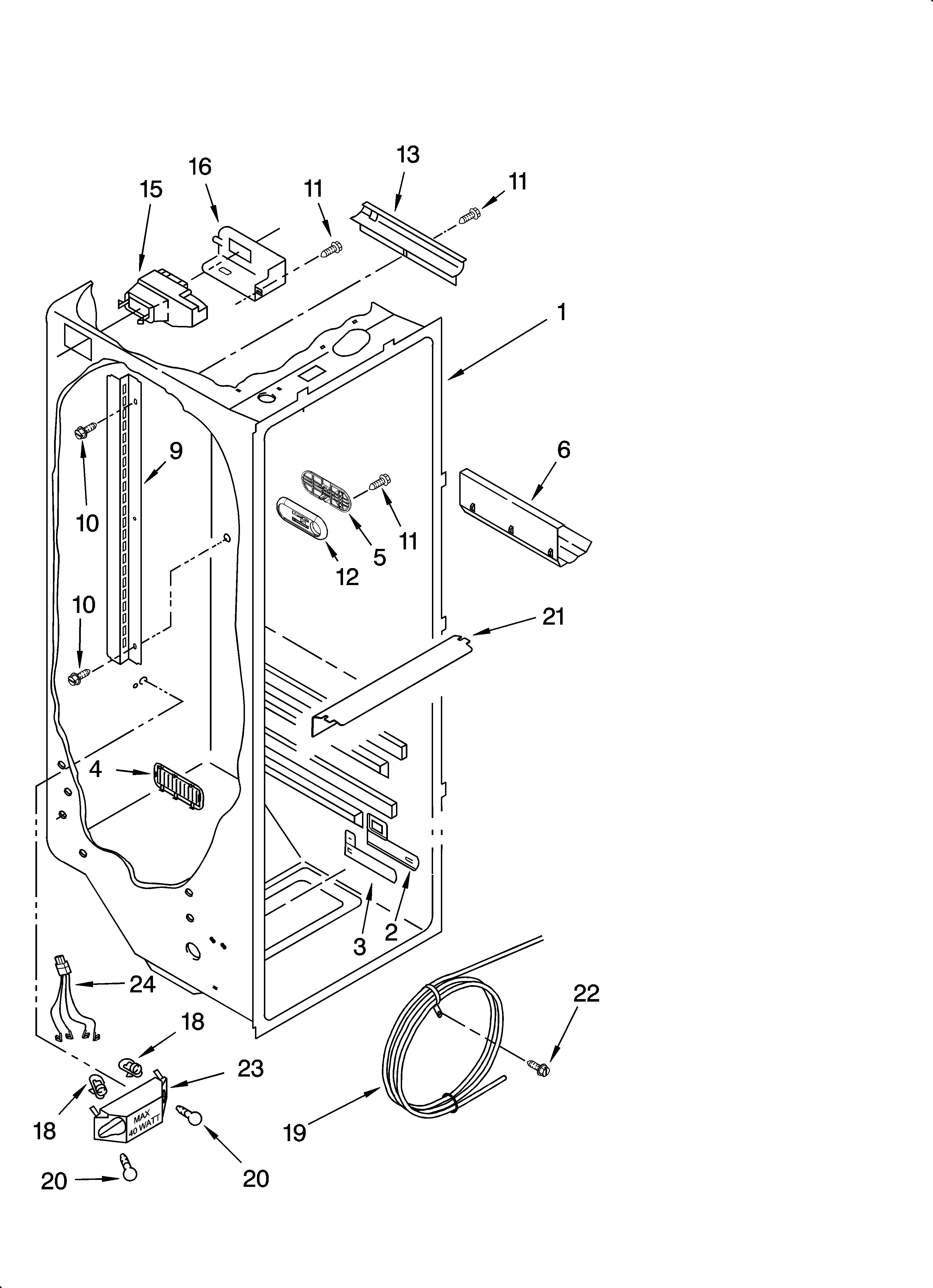 KitchenAid KSRS25RSBT00 refrigerator liner parts diagram