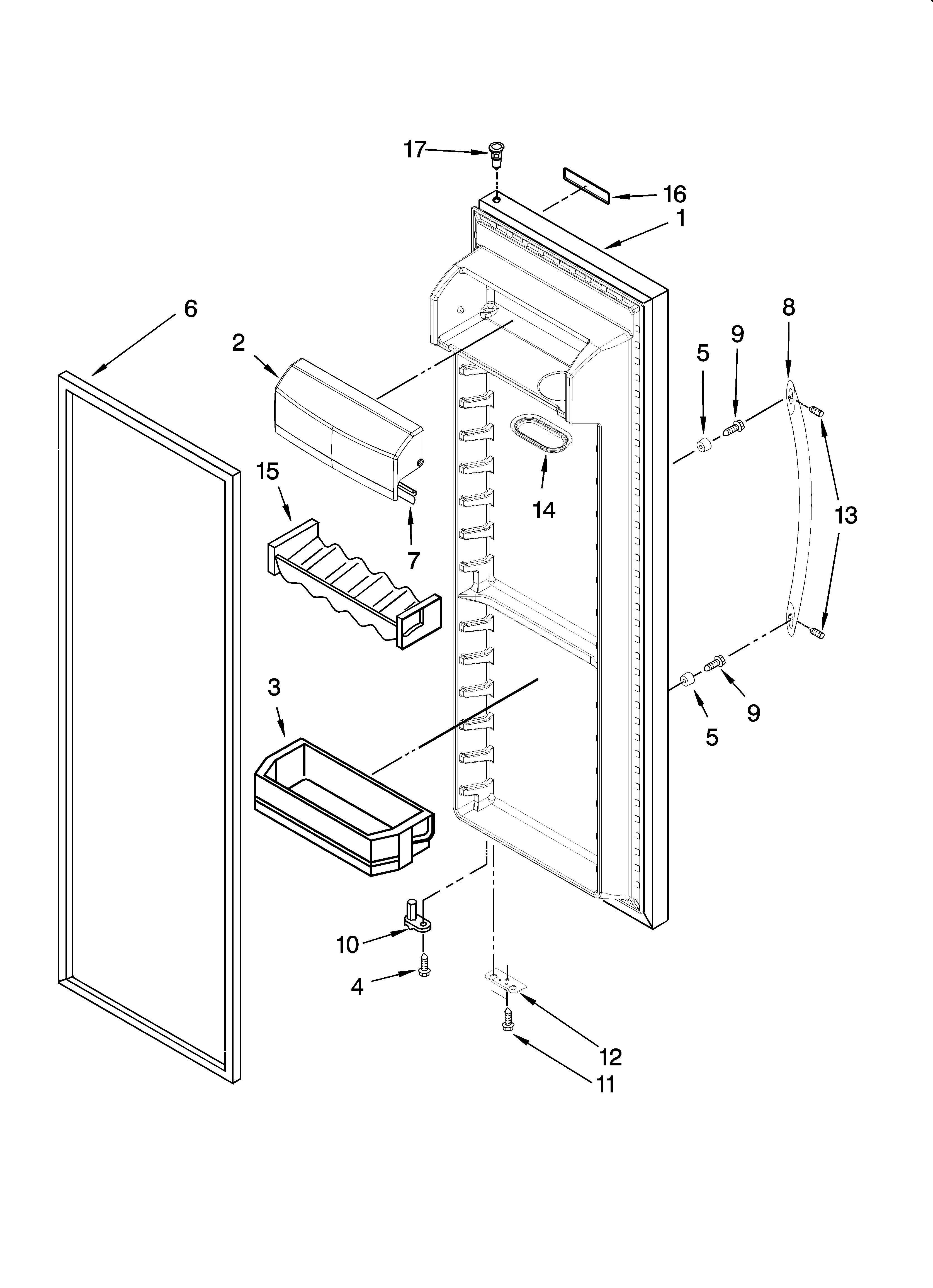 KitchenAid KSRS25RSBT00 refrigerator door parts diagram