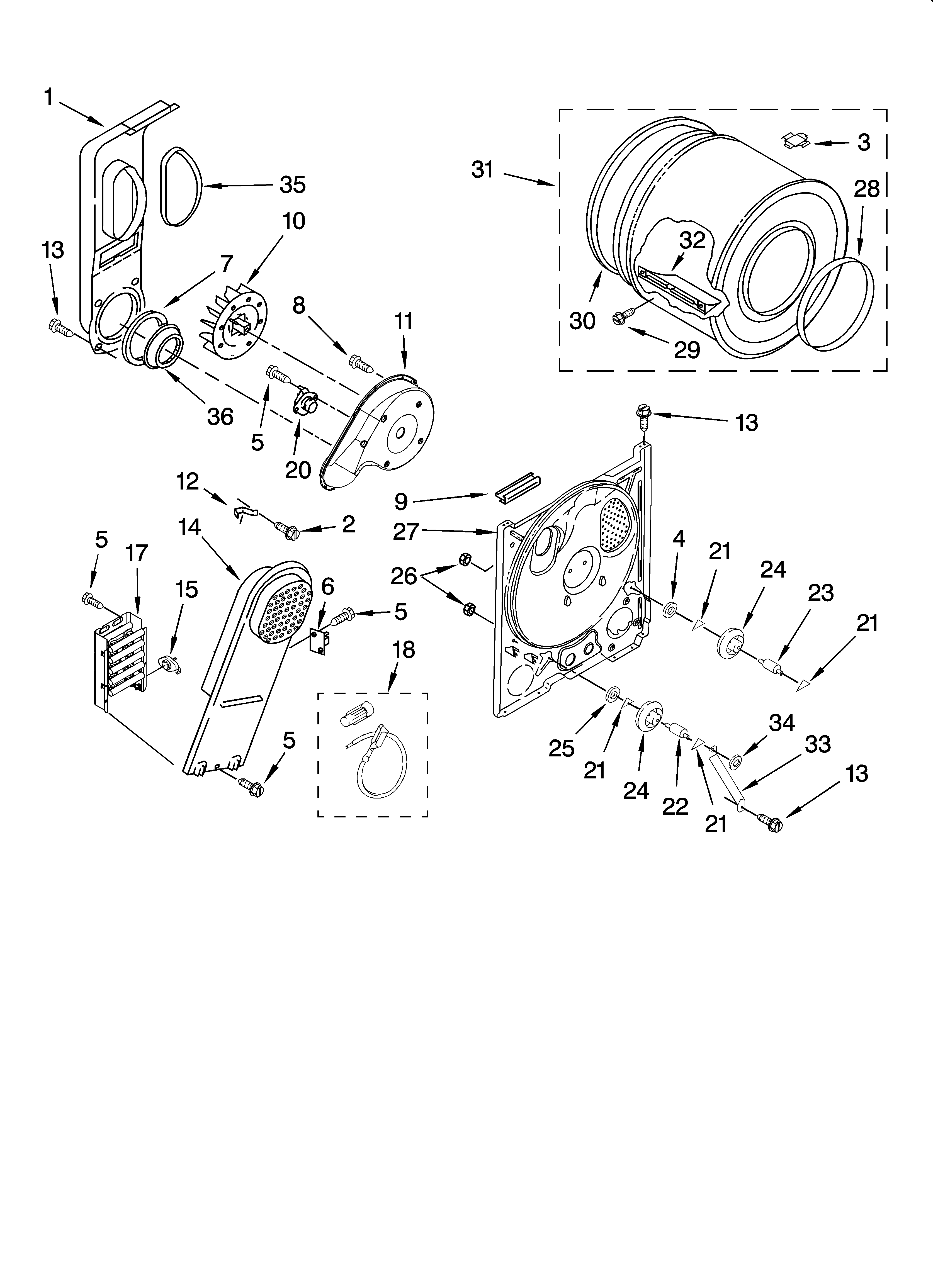 Whirlpool WED5200TQ0 bulkhead parts, optional parts (not included) diagram