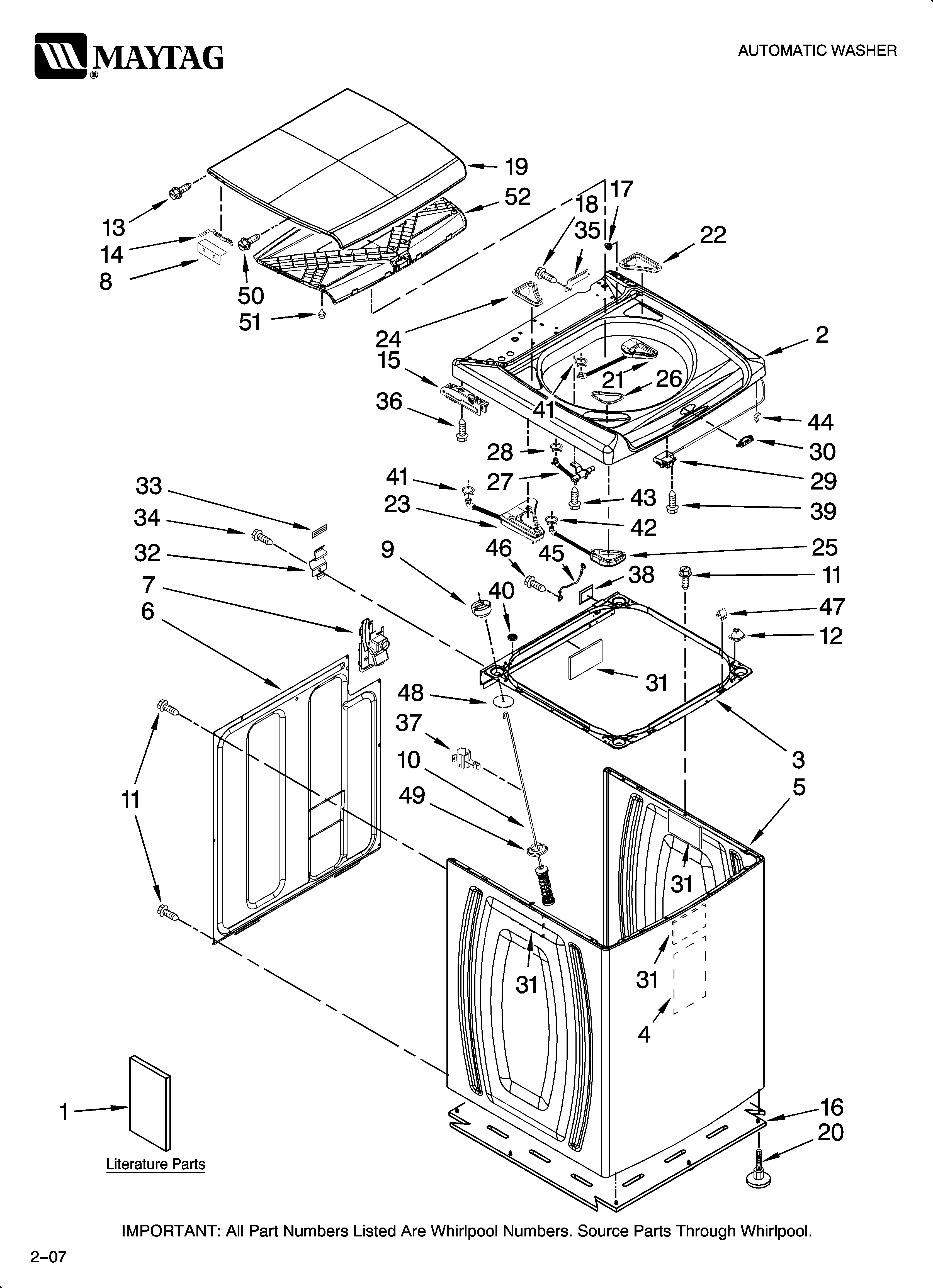 Maytag MTW6500TQ0 top and cabinet parts diagram