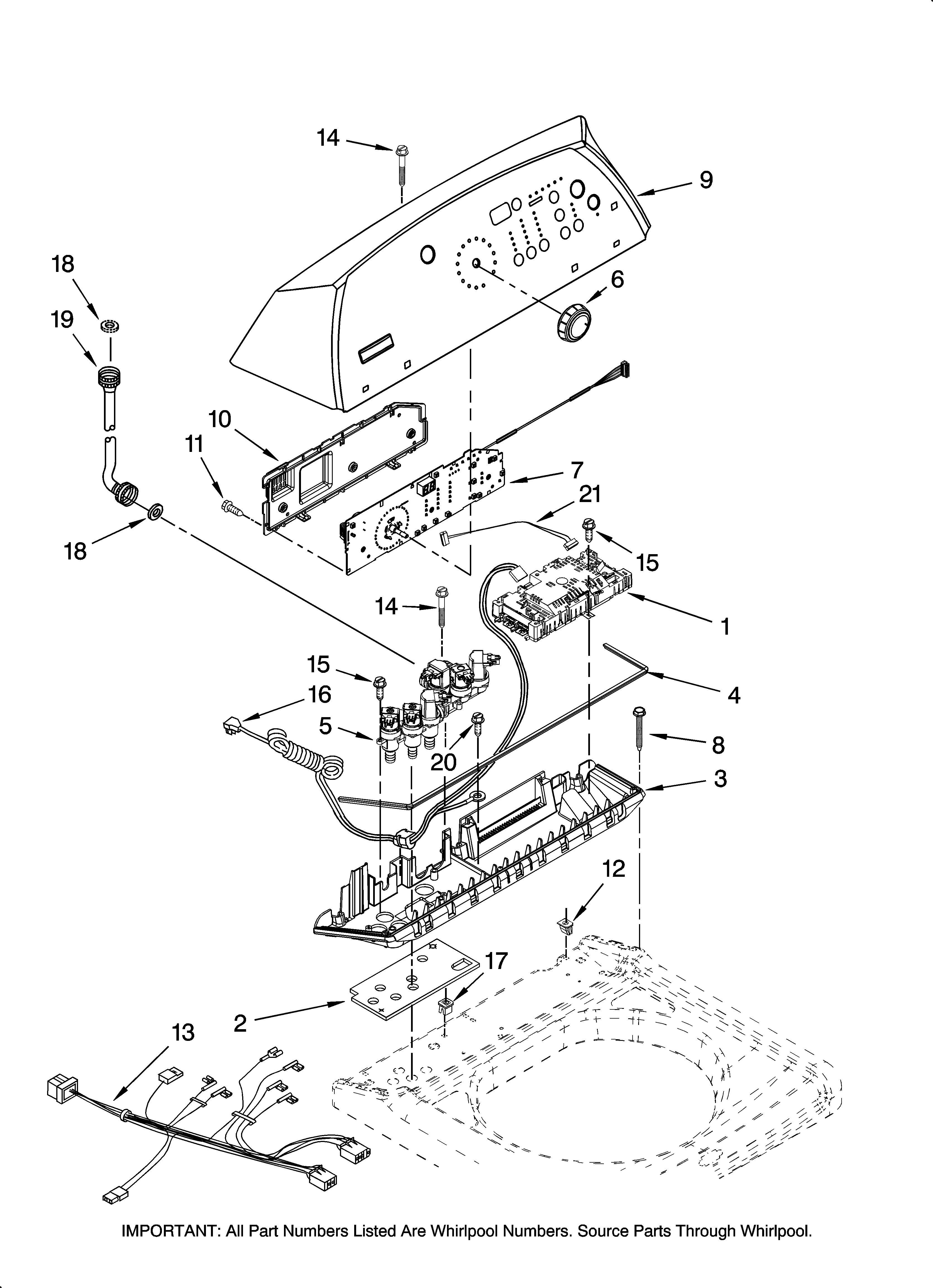 Maytag MTW6500TQ0 control panel parts diagram