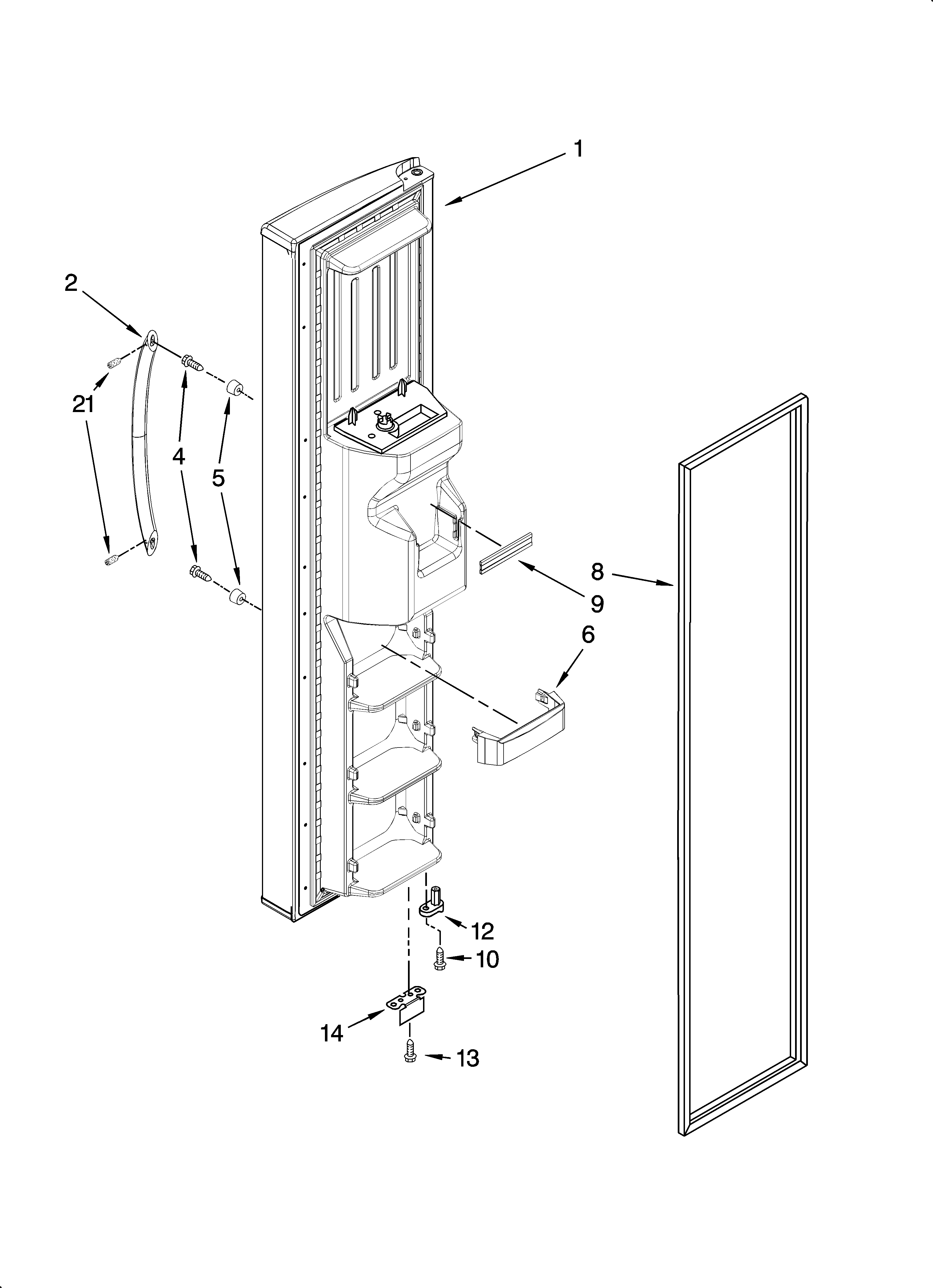 Whirlpool 7GS2SHEXPQ03 freezer door parts diagram