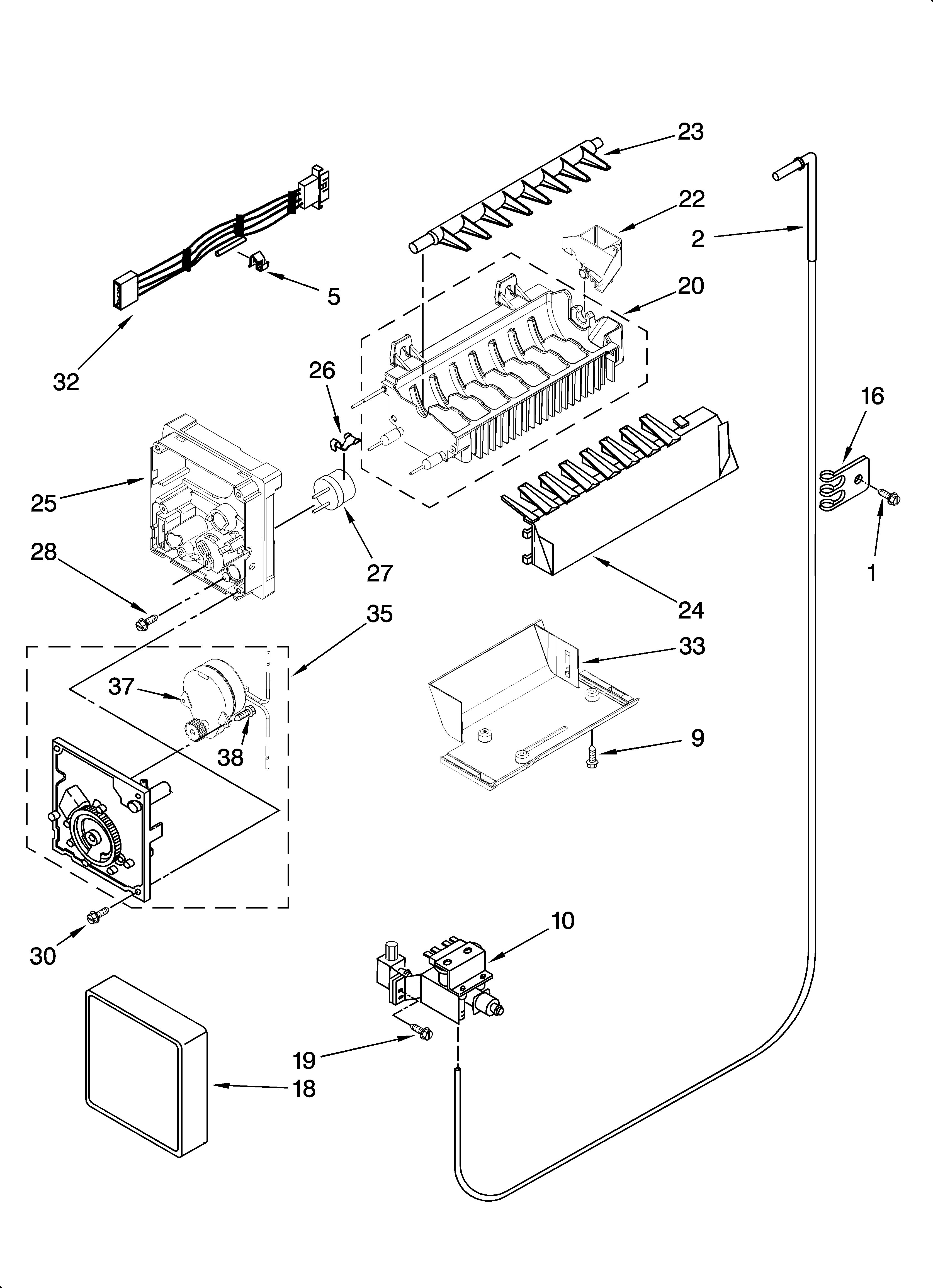 Whirlpool 7GS2SHEXPQ03 icemaker parts diagram