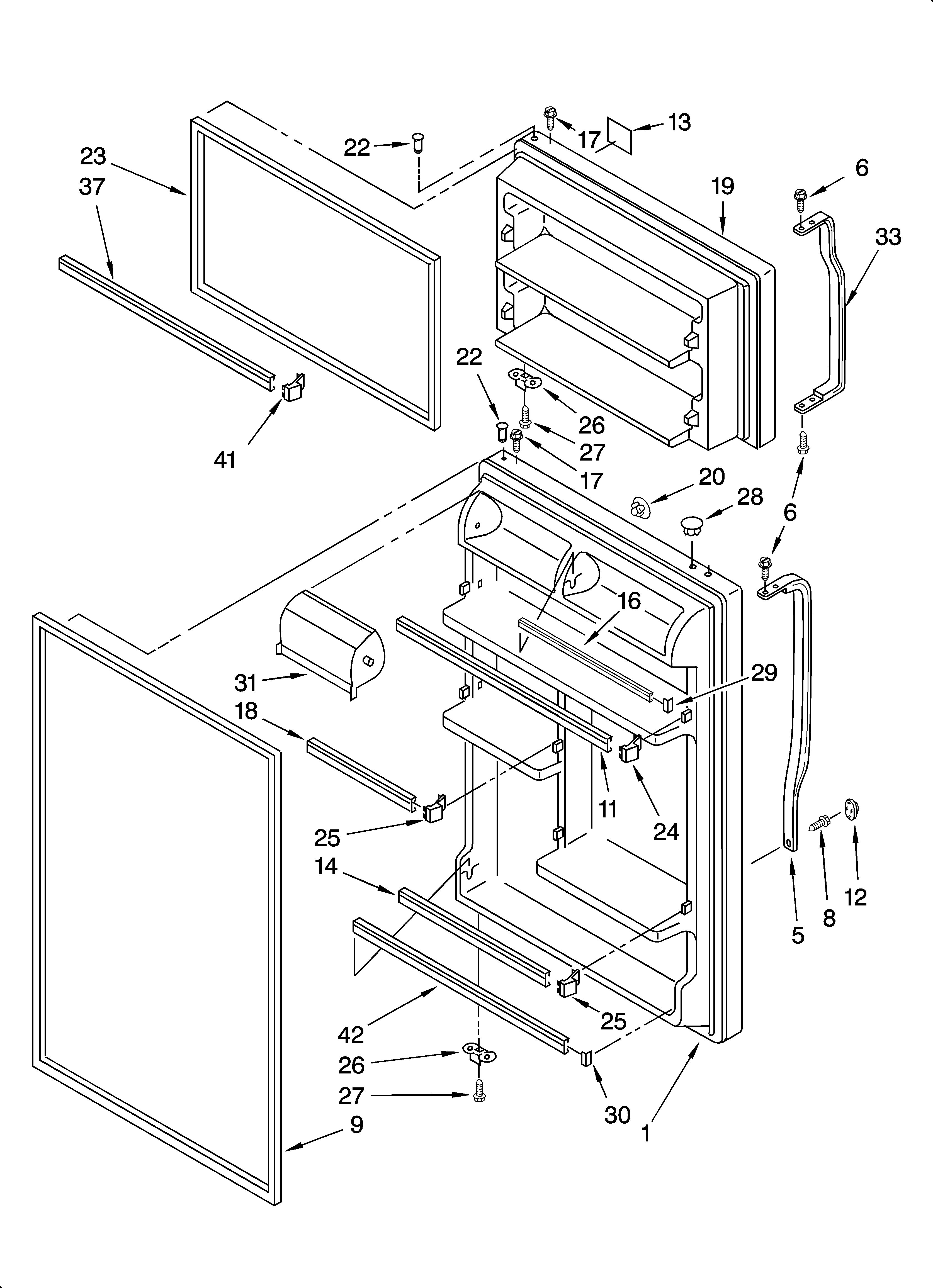 Whirlpool 8ET1WTKXKT06 door parts diagram
