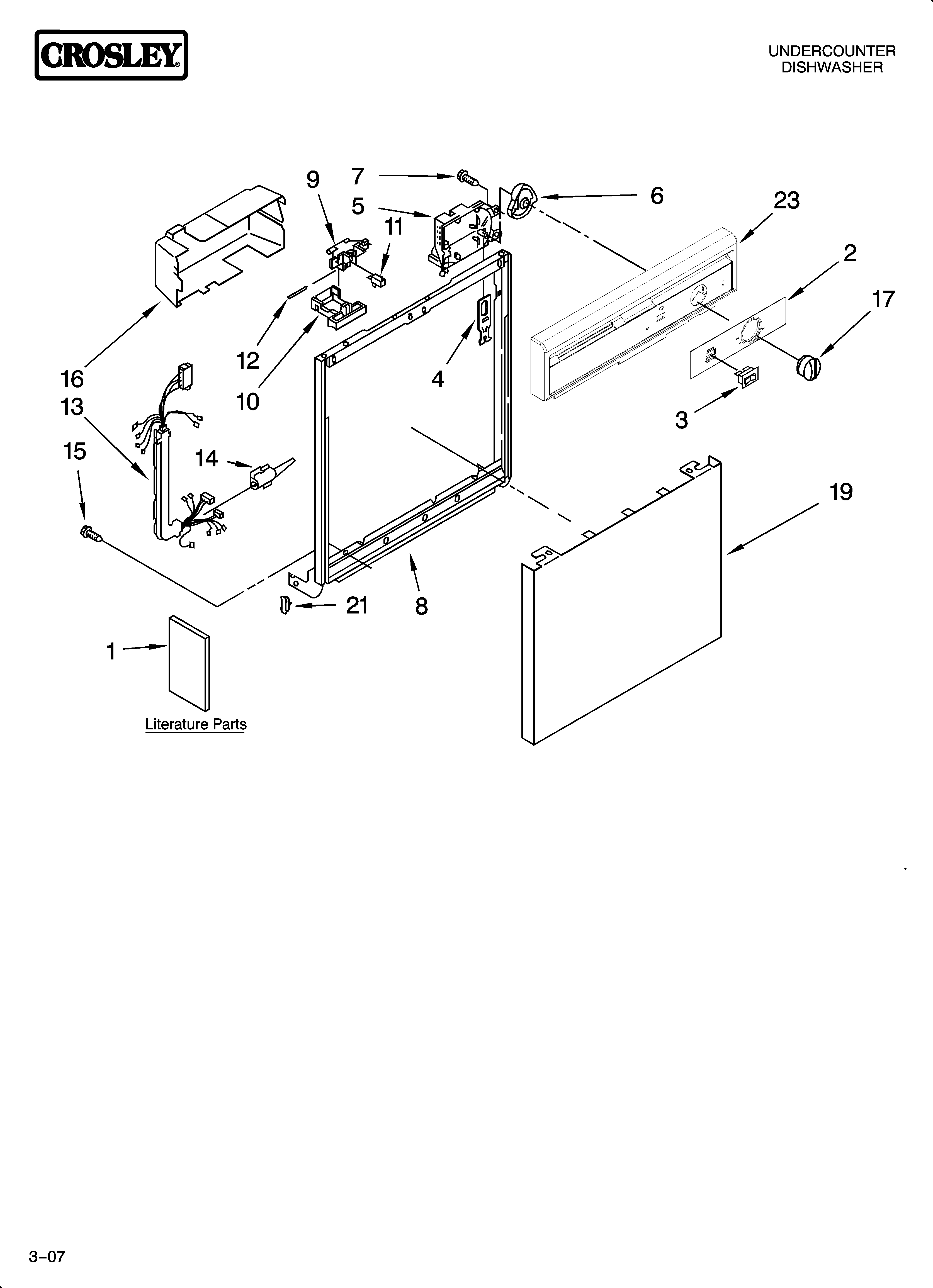 Crosley CUD4000TQ0 frame and console parts diagram