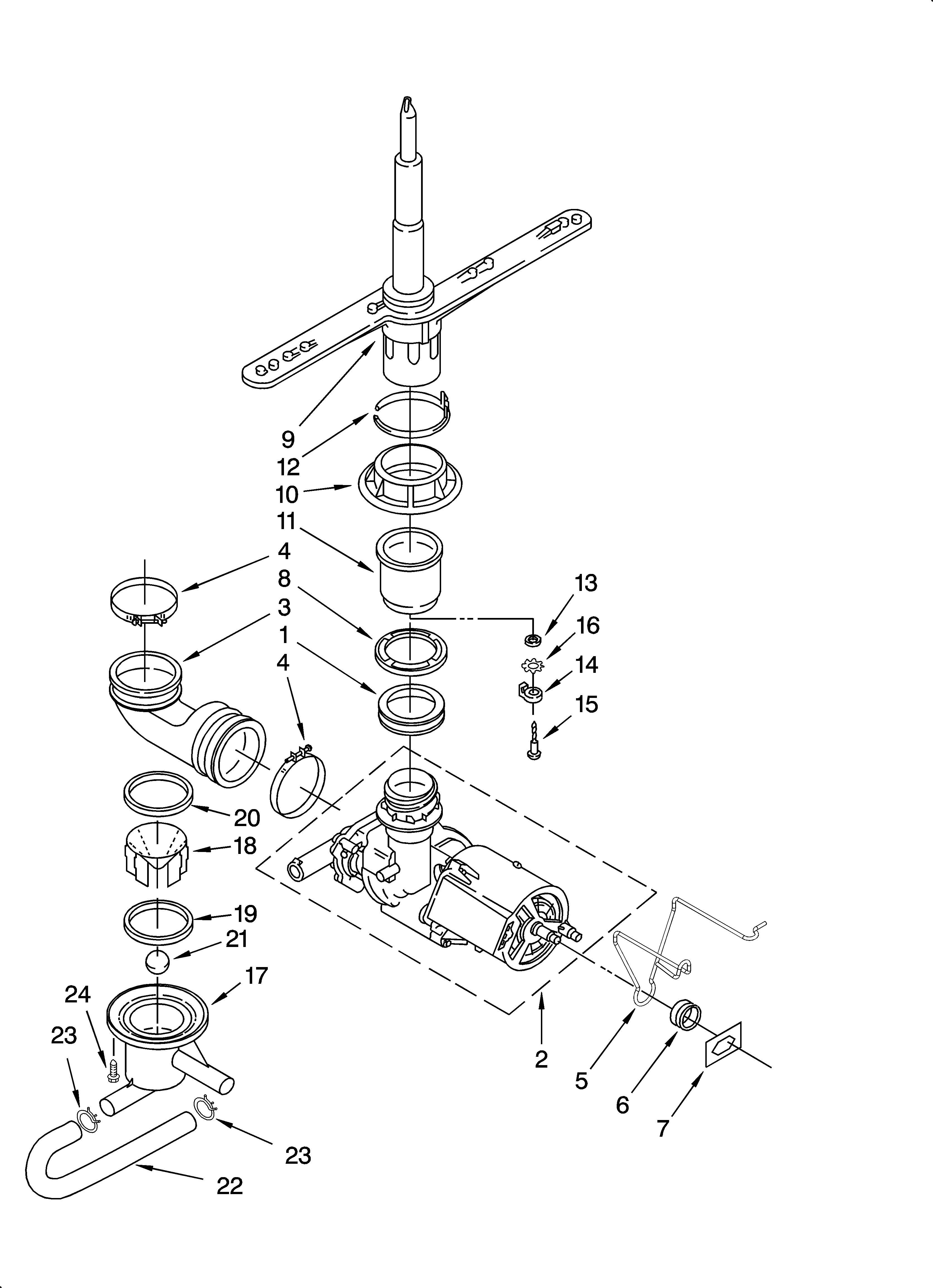 Crosley CUD4000TQ0 pump and spray arm parts diagram
