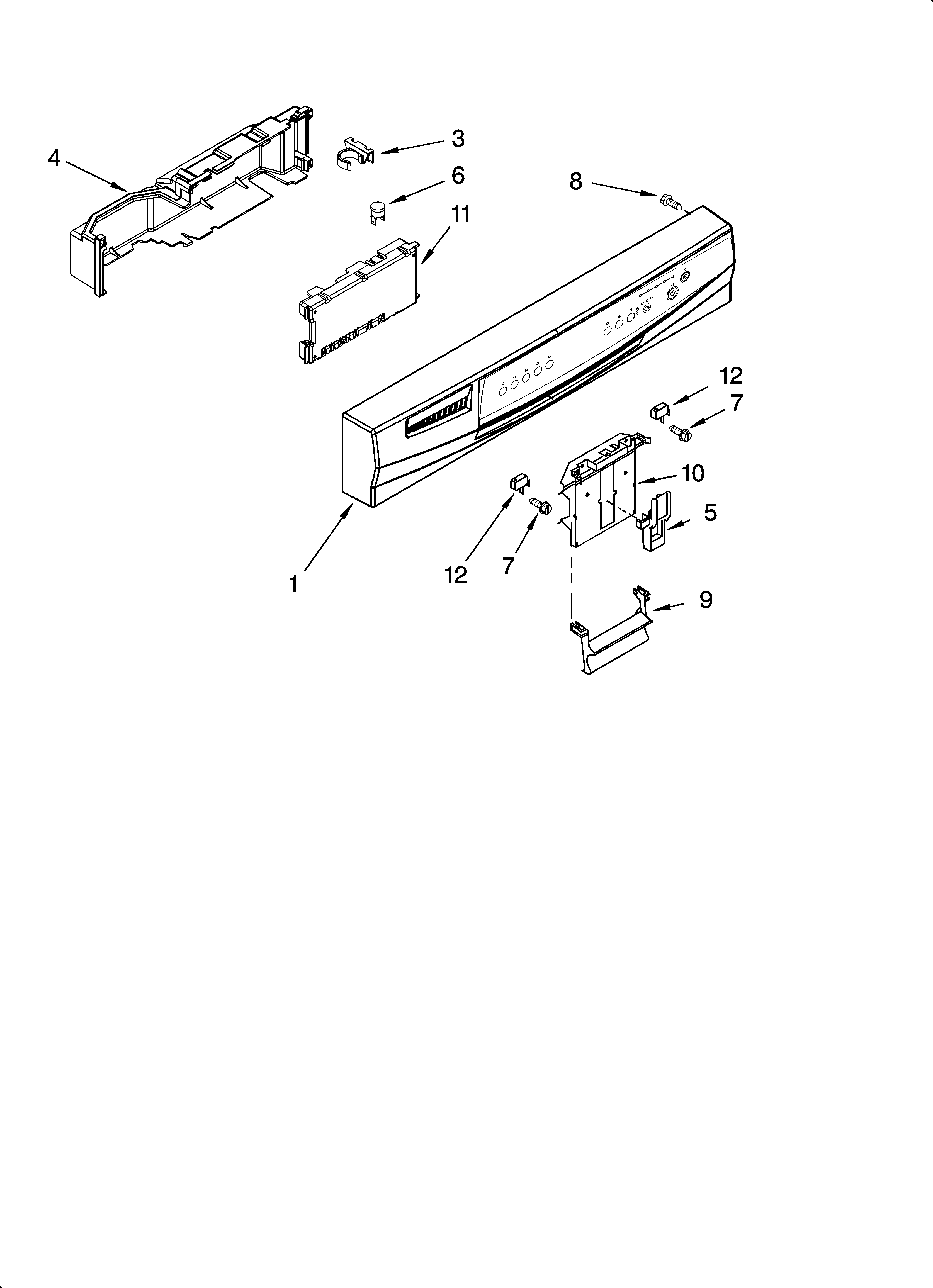 Whirlpool DU1101XTPS9 control panel parts diagram