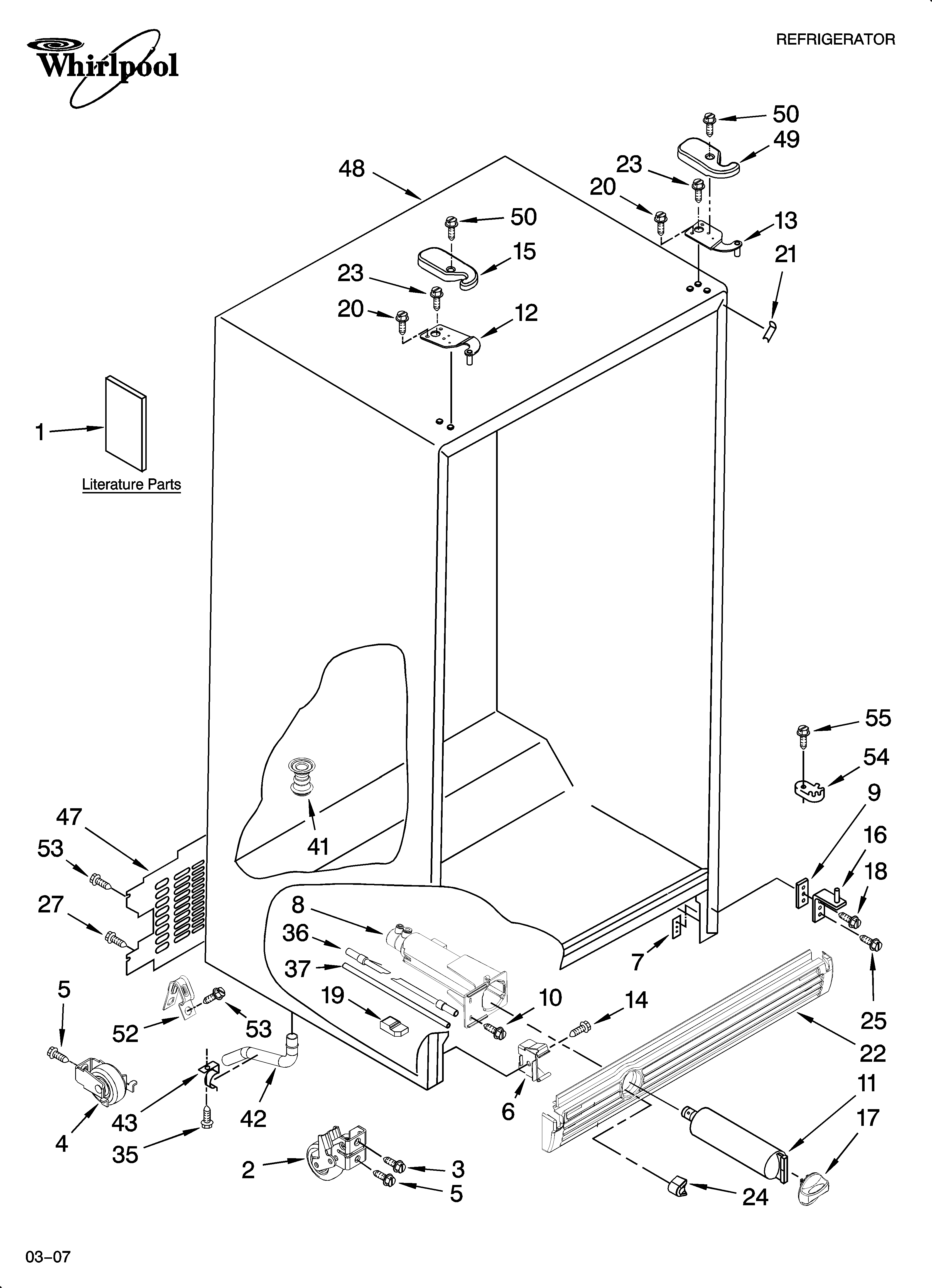 Whirlpool ED5JHEXTQ00 cabinet parts diagram