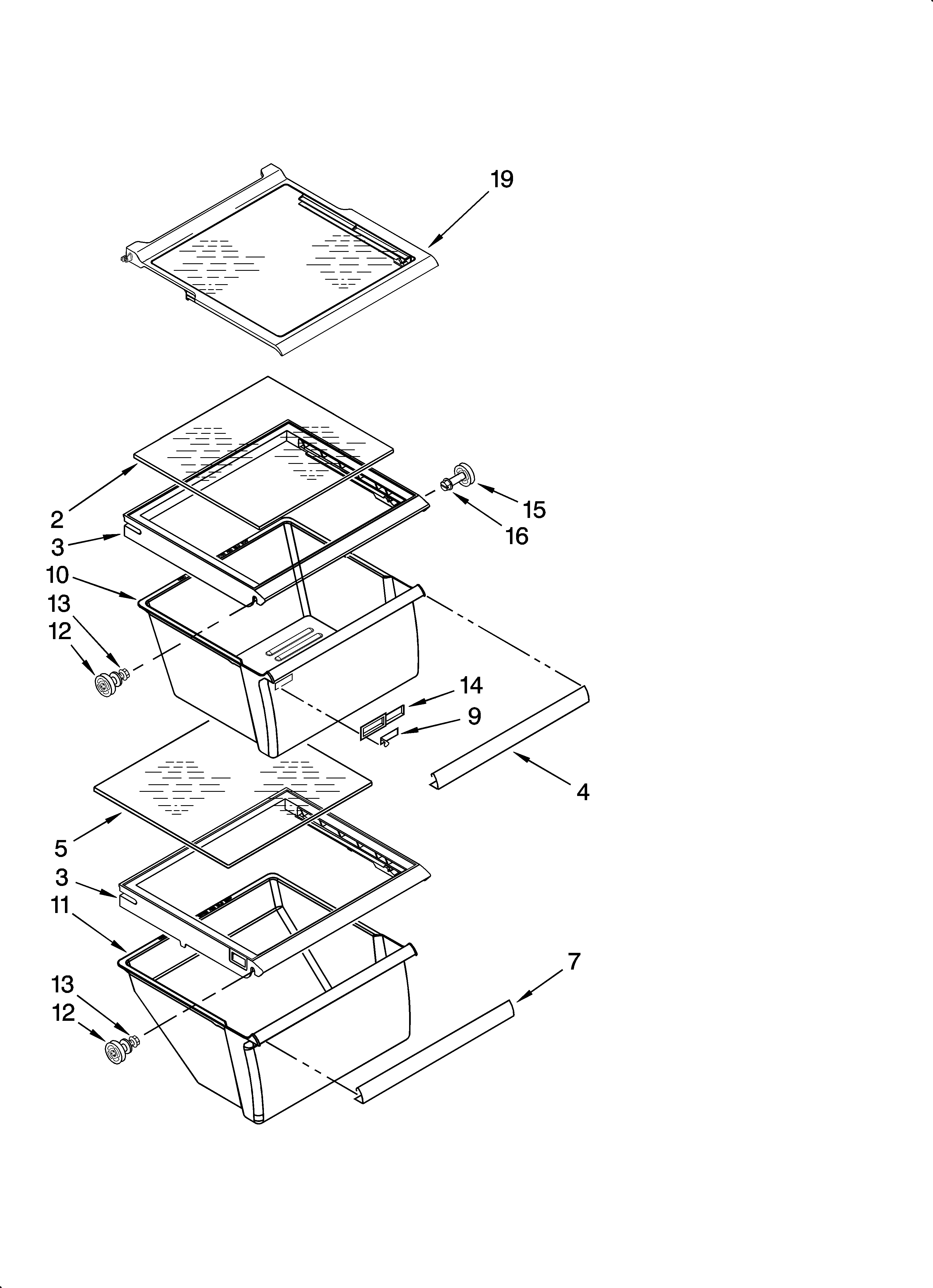 Whirlpool ED5JHEXTQ00 refrigerator shelf parts diagram