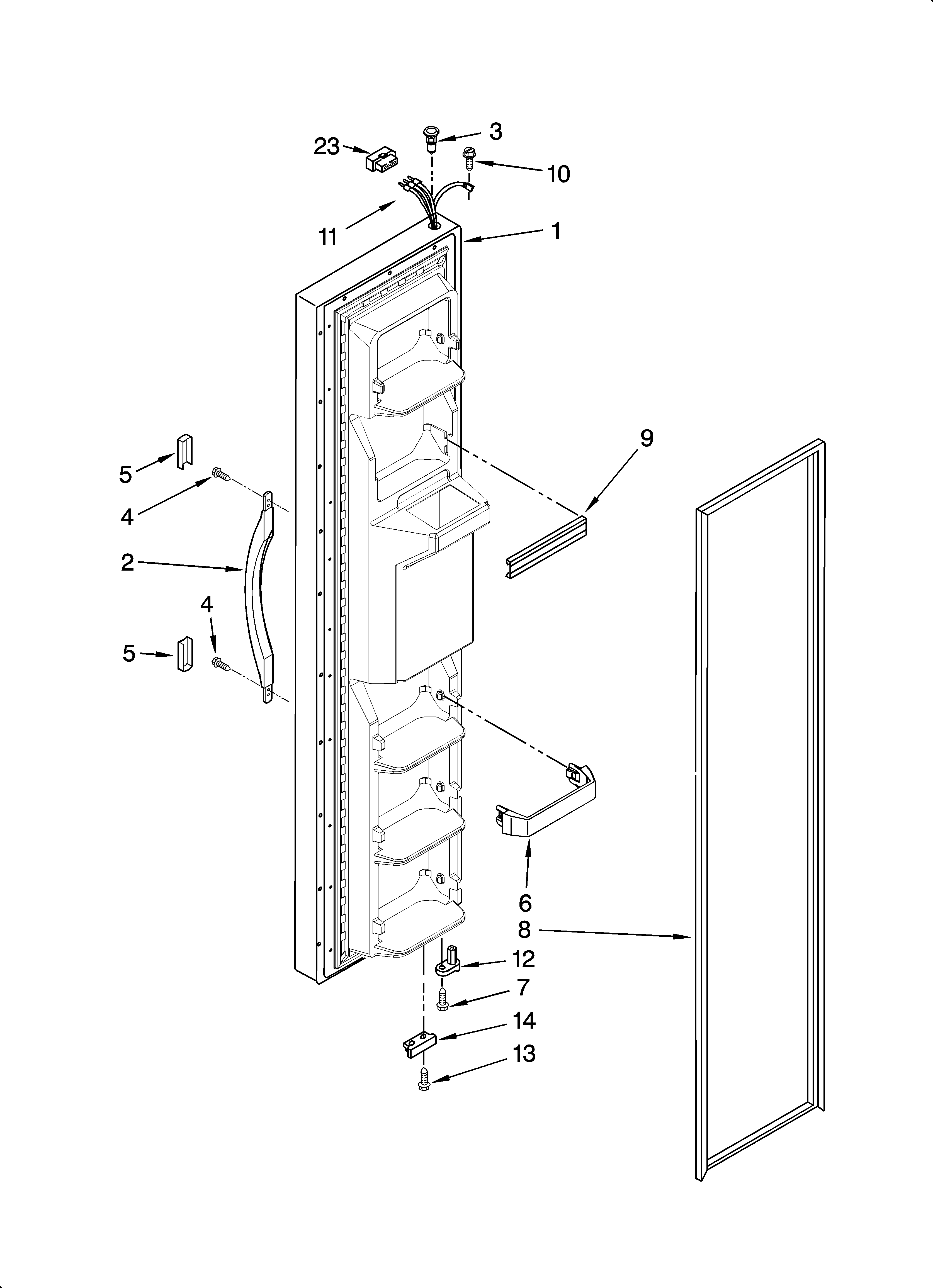 Whirlpool ED5JHEXTQ00 freezer door parts diagram