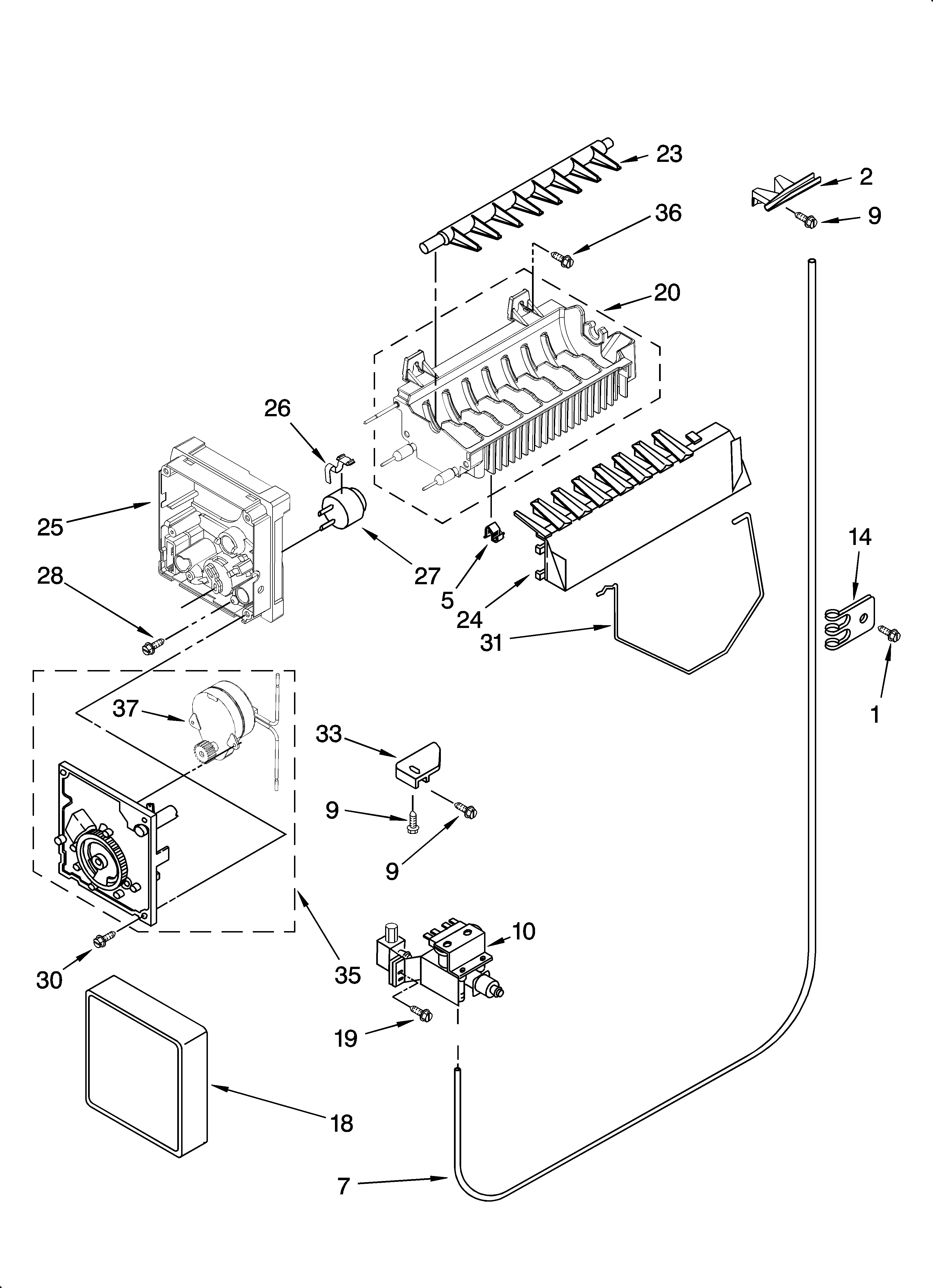 Whirlpool ED5JHEXTQ00 icemaker parts, optional parts (not included) diagram