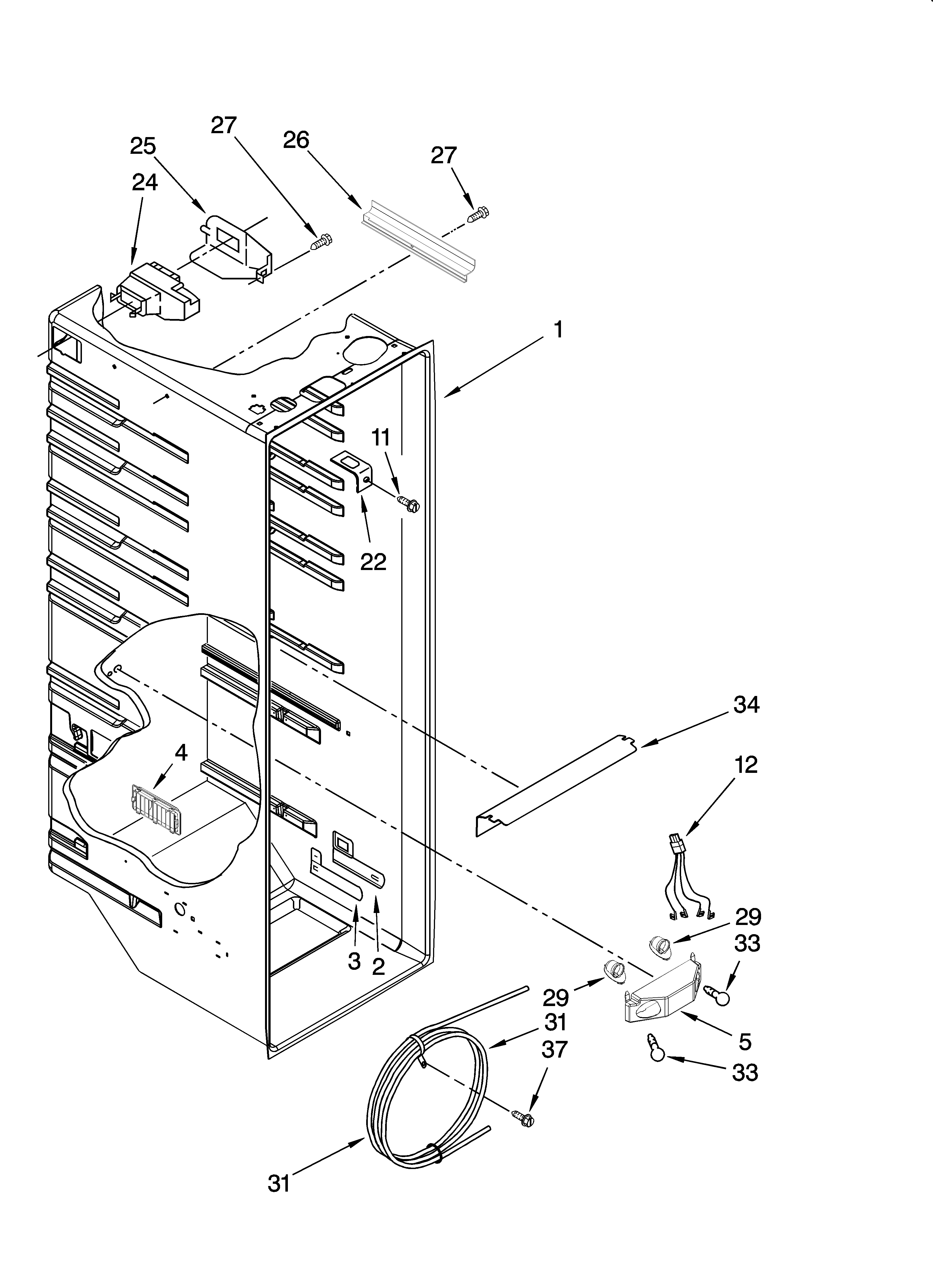 Whirlpool ED5VBEXTS00 refrigerator liner parts diagram