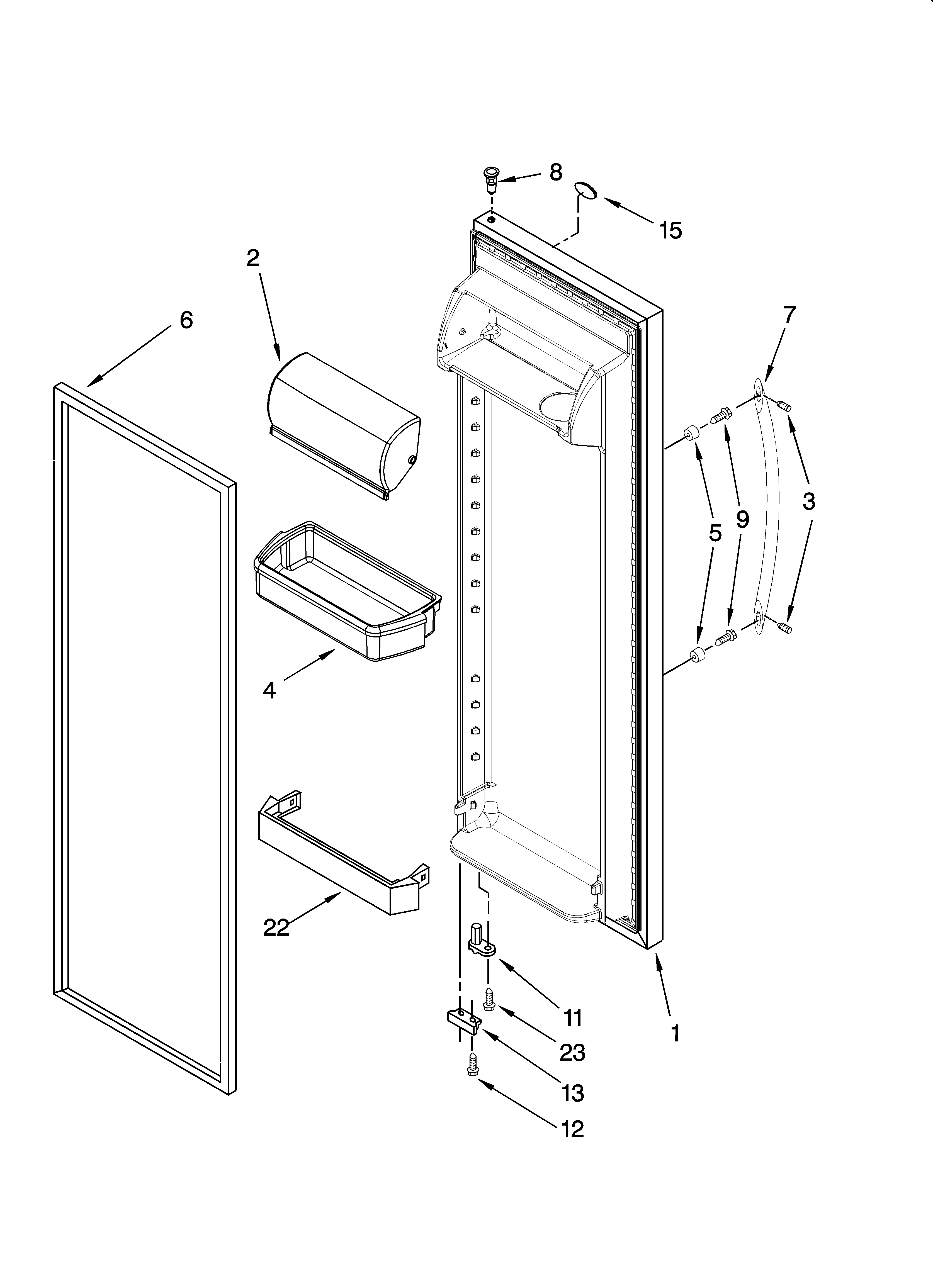 Whirlpool ED5VBEXTS00 refrigerator door parts diagram