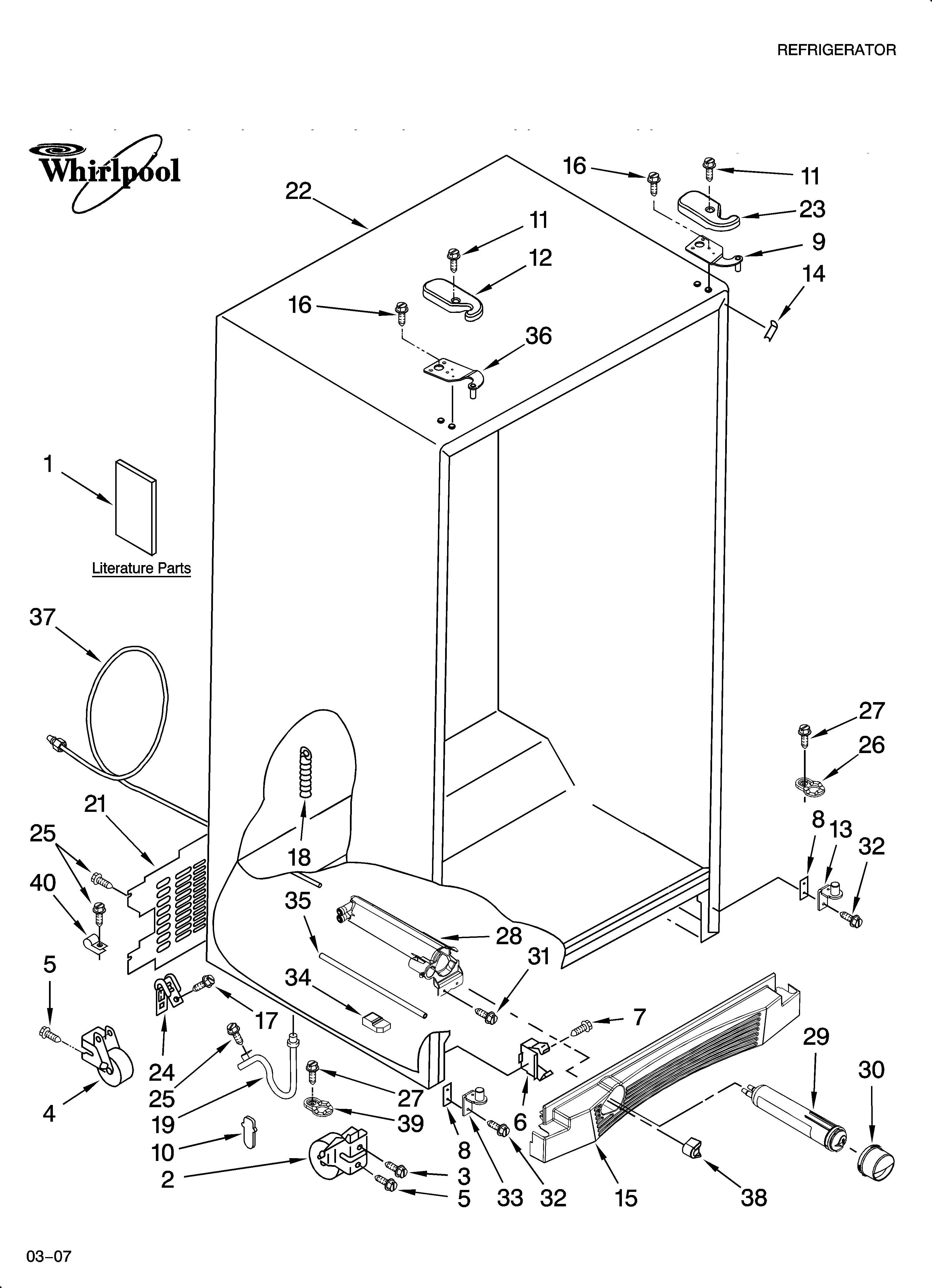 Whirlpool GS6NBEXRY02 cabinet parts diagram