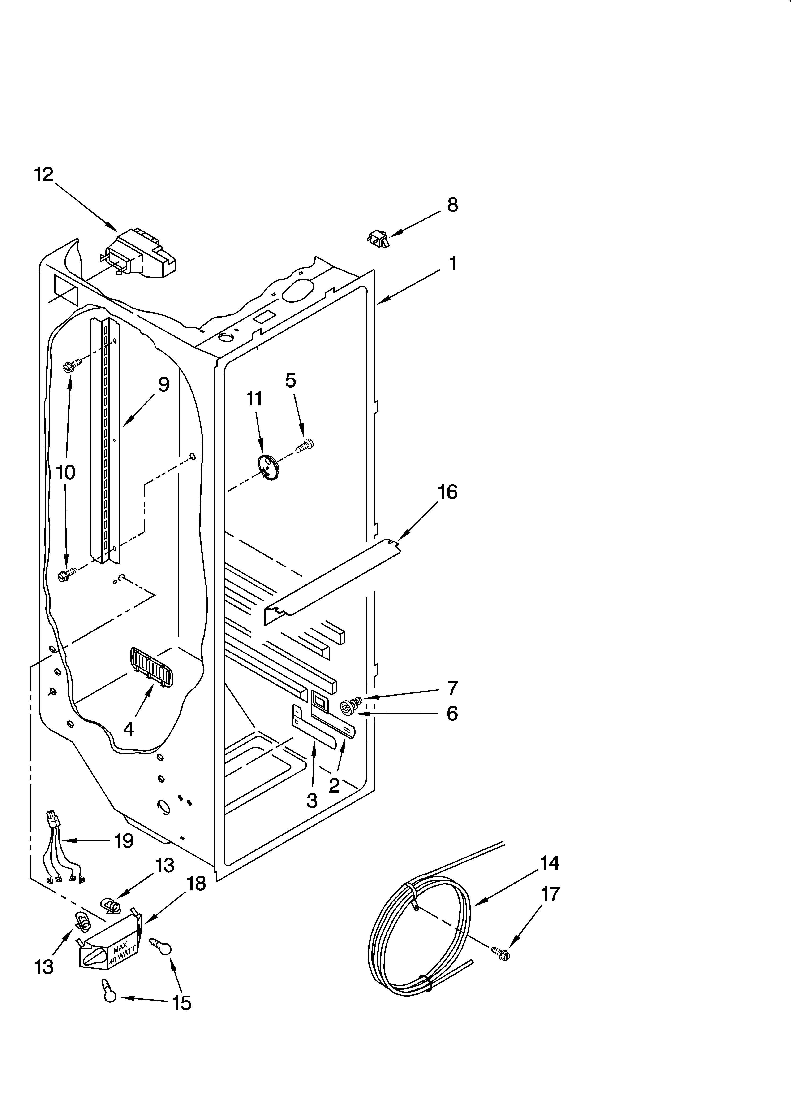 Whirlpool GS6NBEXRY02 refrigerator liner parts diagram