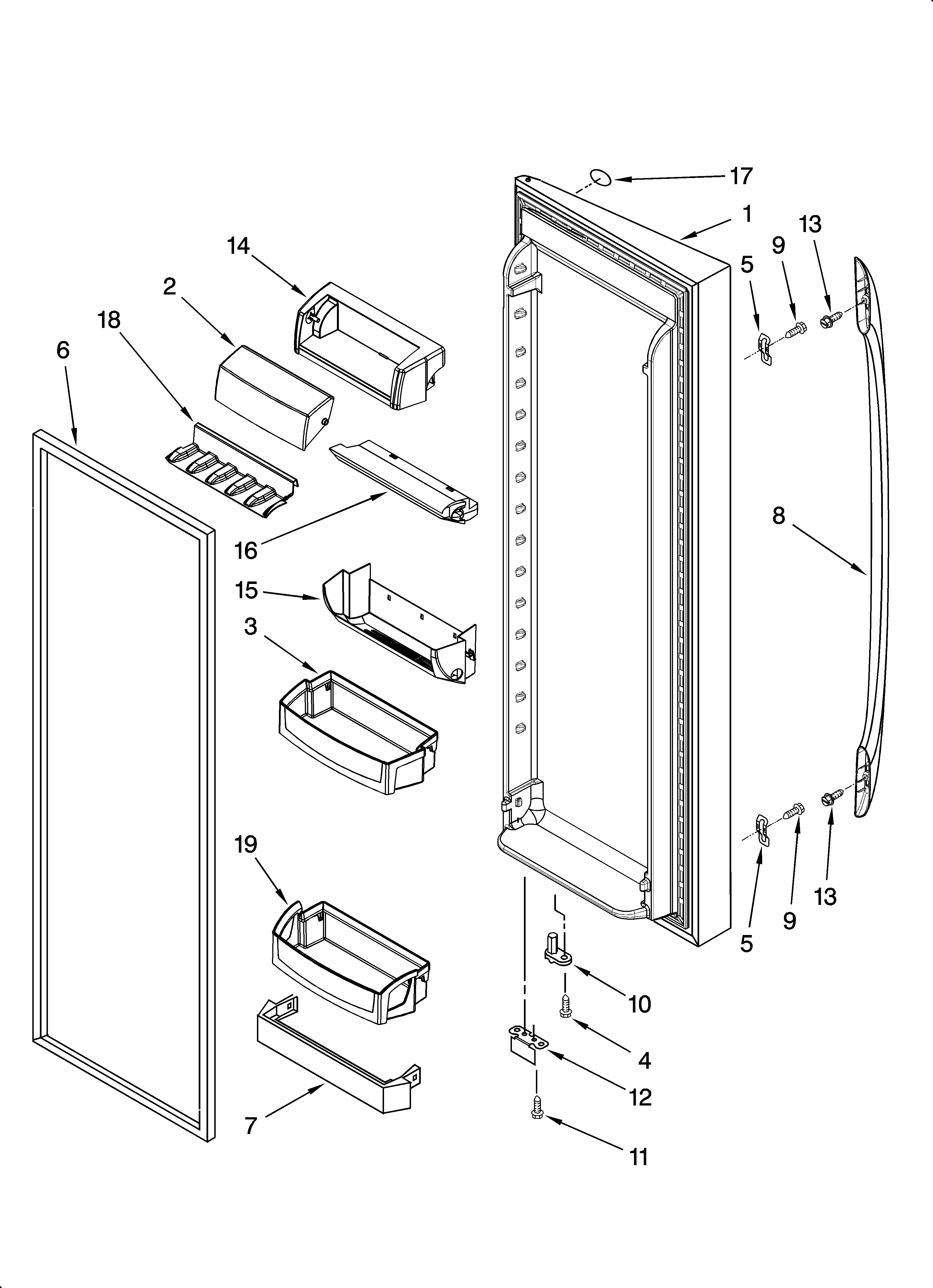 Whirlpool GS6NBEXRY02 refrigerator door parts diagram