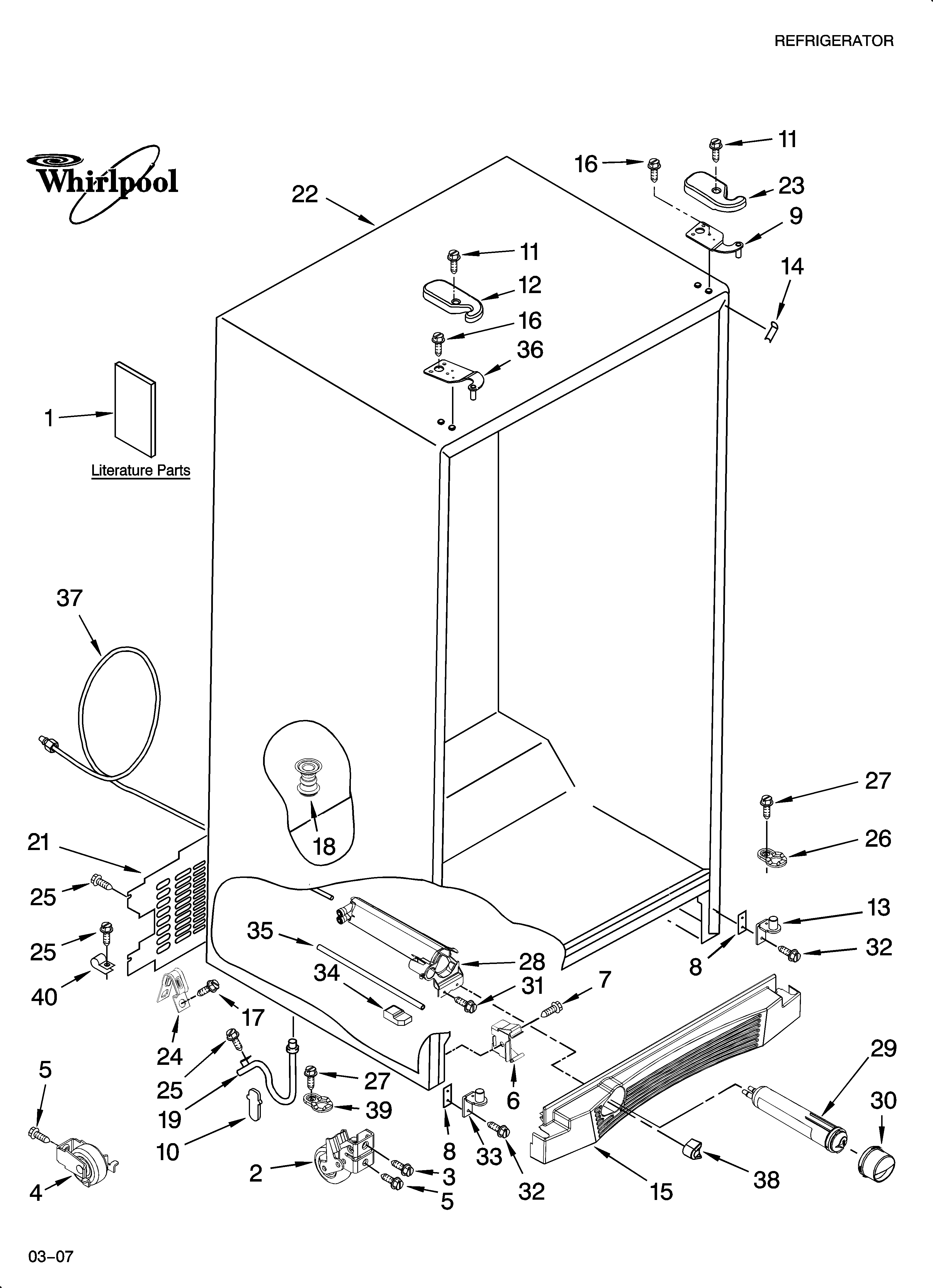 Whirlpool GS6NVEXSL01 cabinet parts diagram