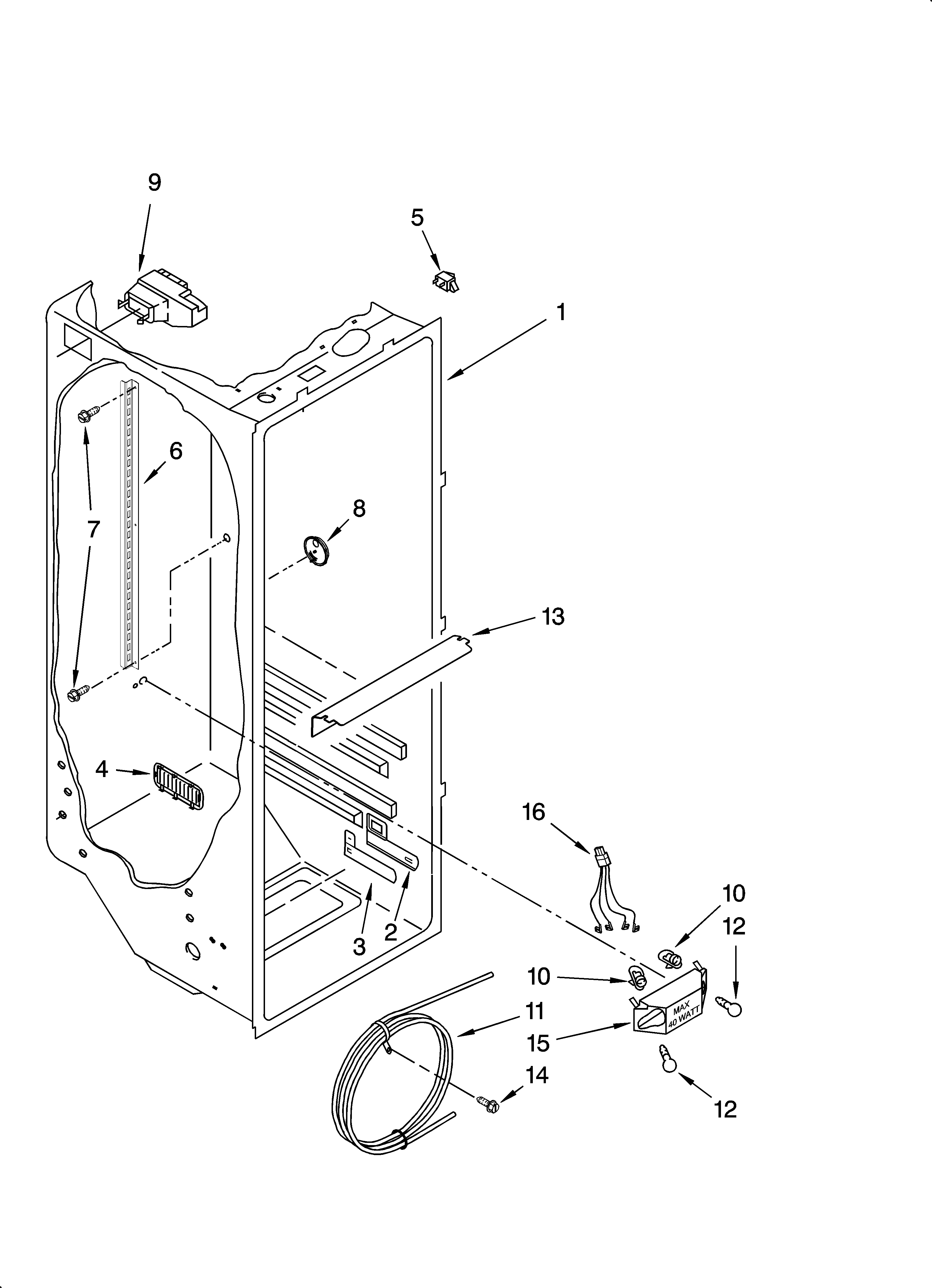 Whirlpool GS6NVEXSL01 refrigerator liner parts diagram