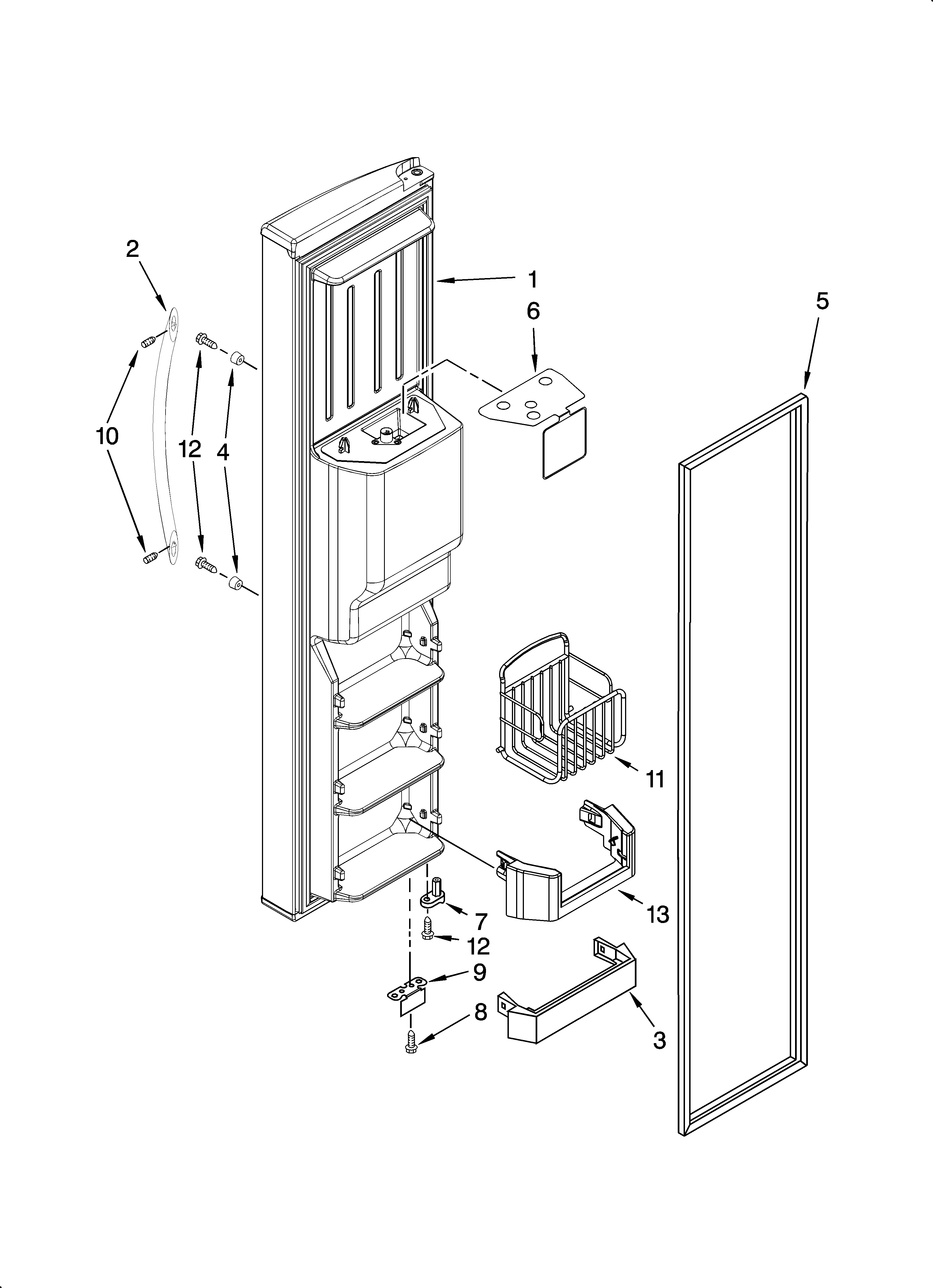 Whirlpool GS6NVEXSL01 freezer door parts diagram