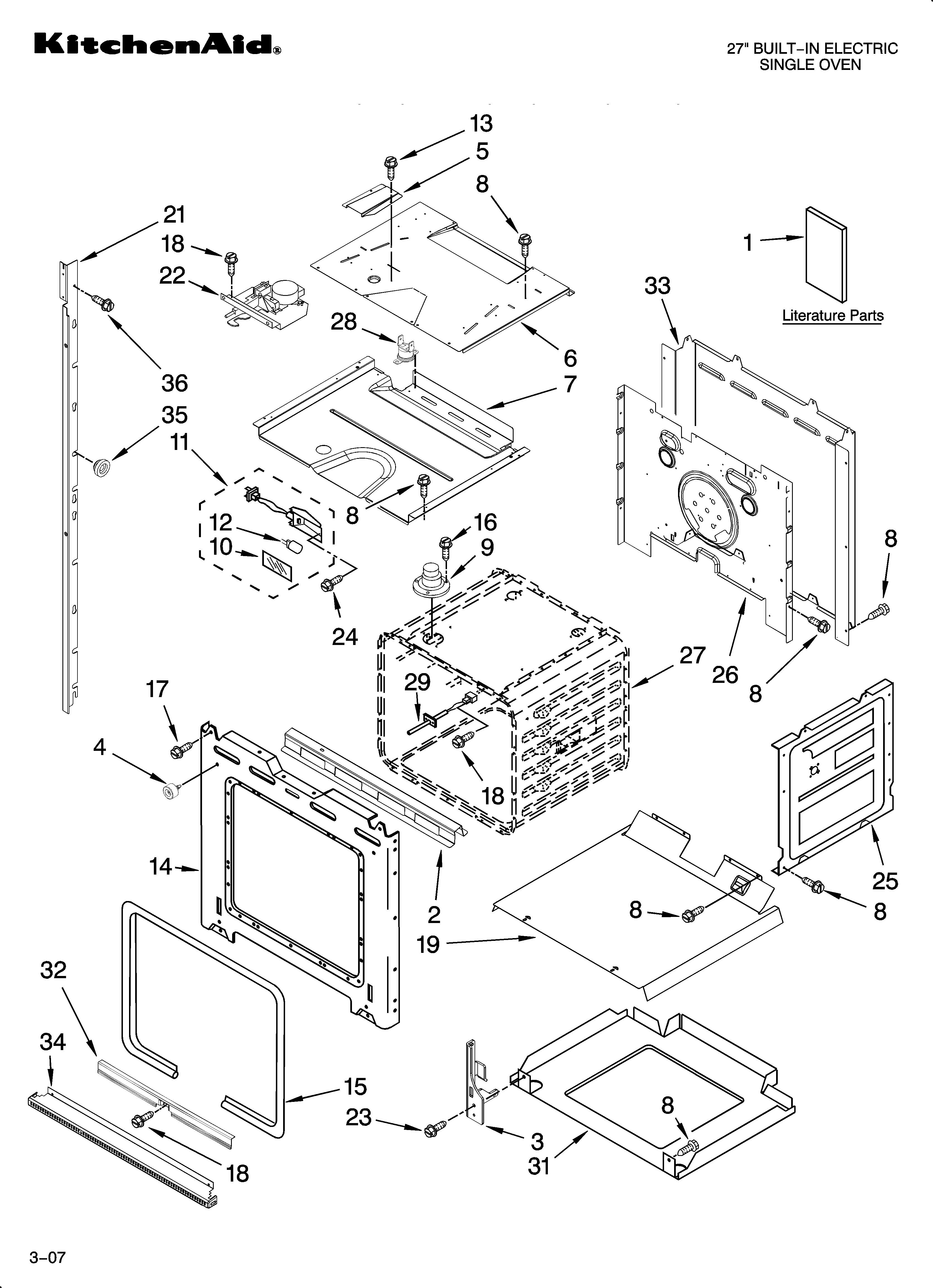 KitchenAid KEBK171SWH00 oven parts diagram
