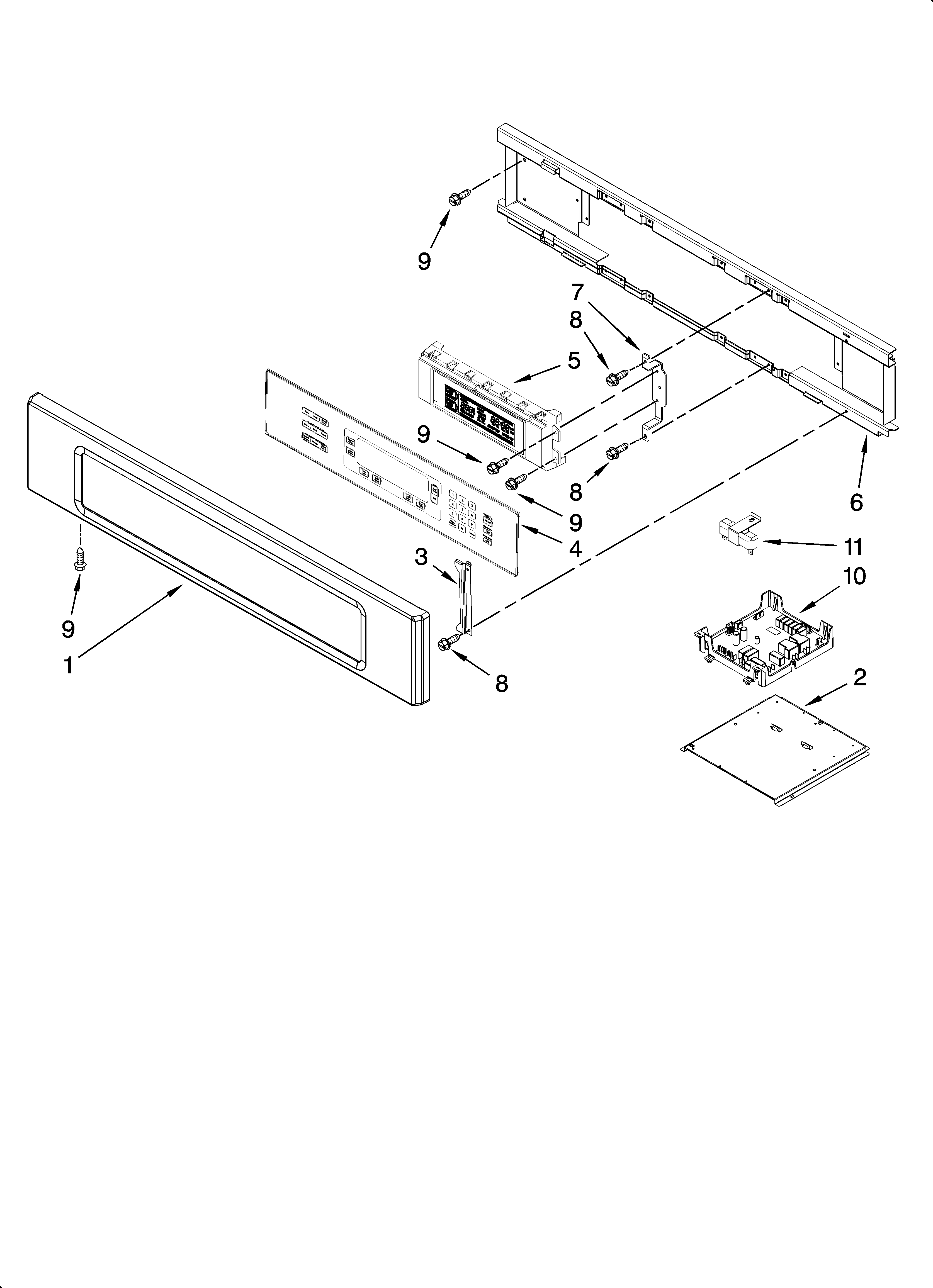 KitchenAid KEBS207SSS00 control panel parts diagram
