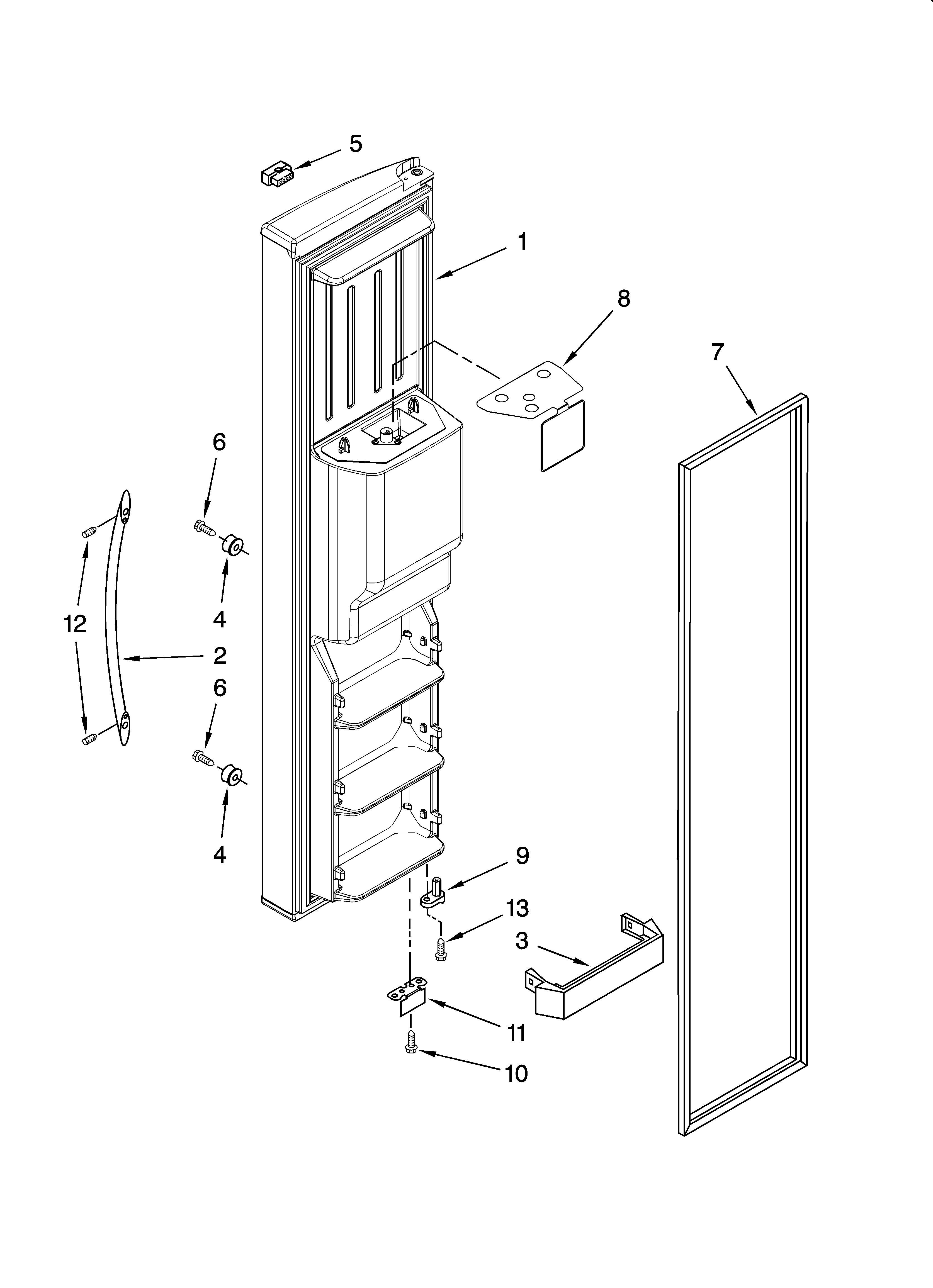 KitchenAid KSRS25CSBL02 freezer door parts diagram