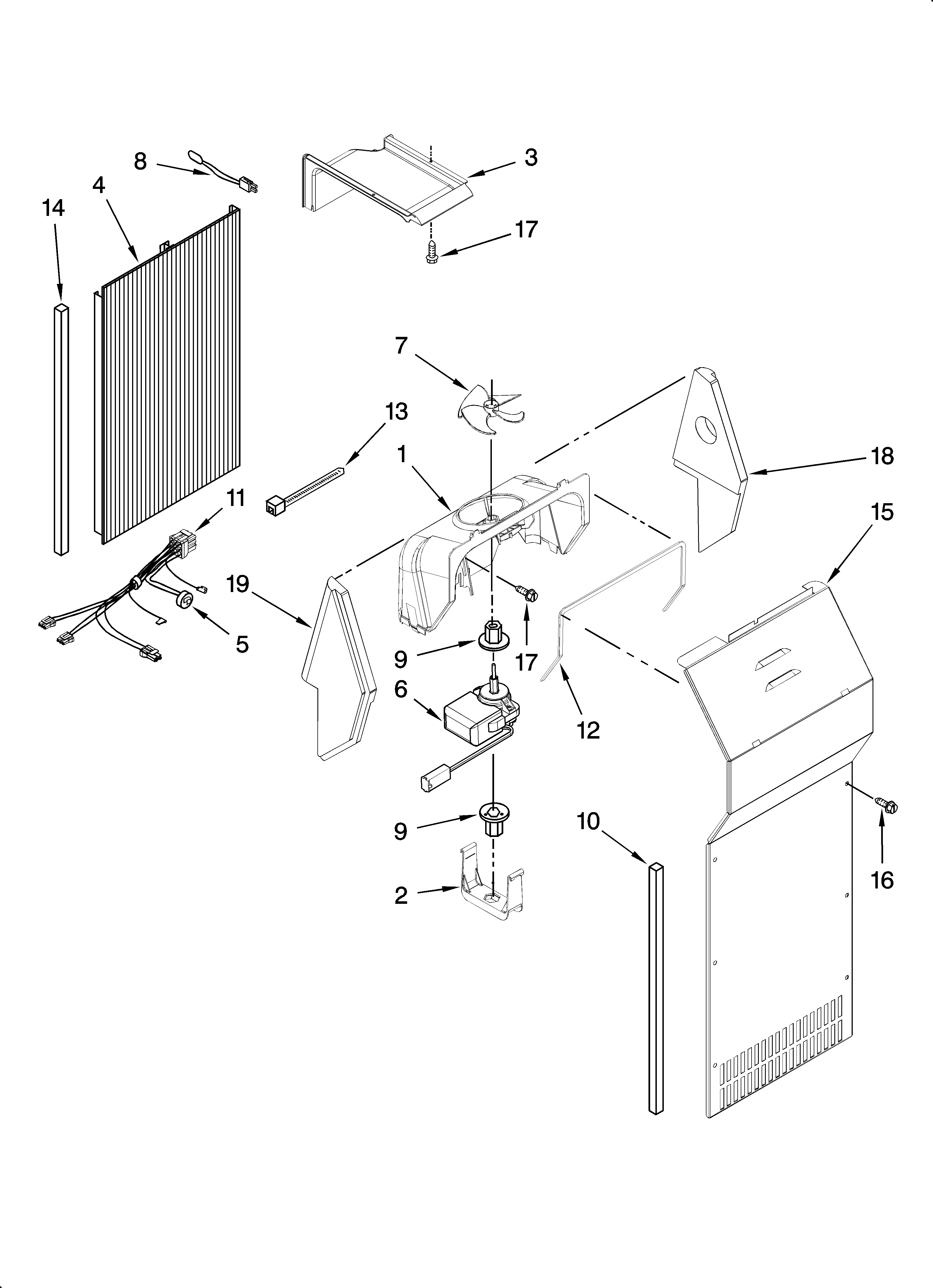 KitchenAid KSRS25CSBL02 air flow parts diagram