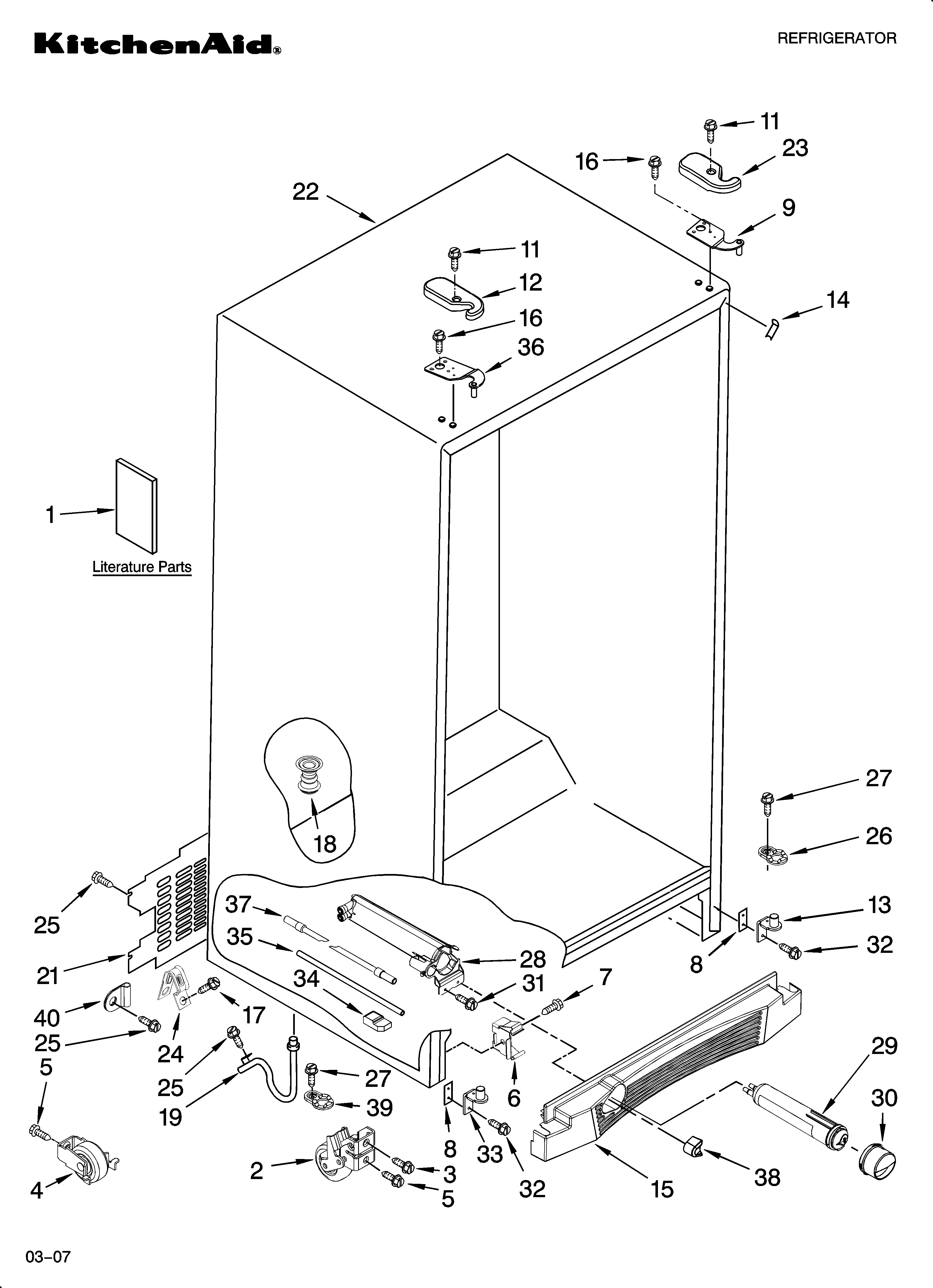 KitchenAid KSRS25FTSS01 cabinet parts diagram