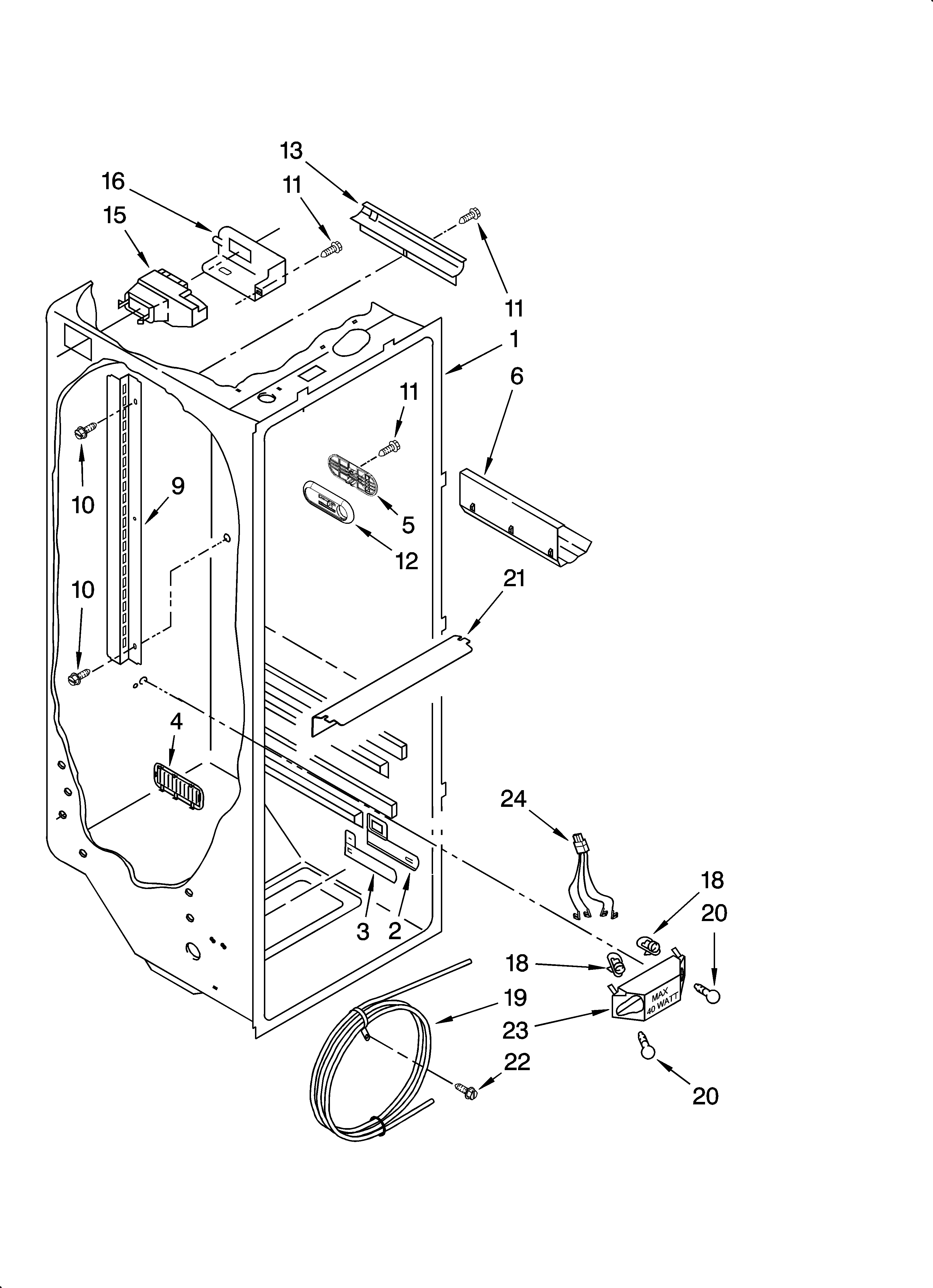 KitchenAid KSRS25FTSS01 refrigerator liner parts diagram