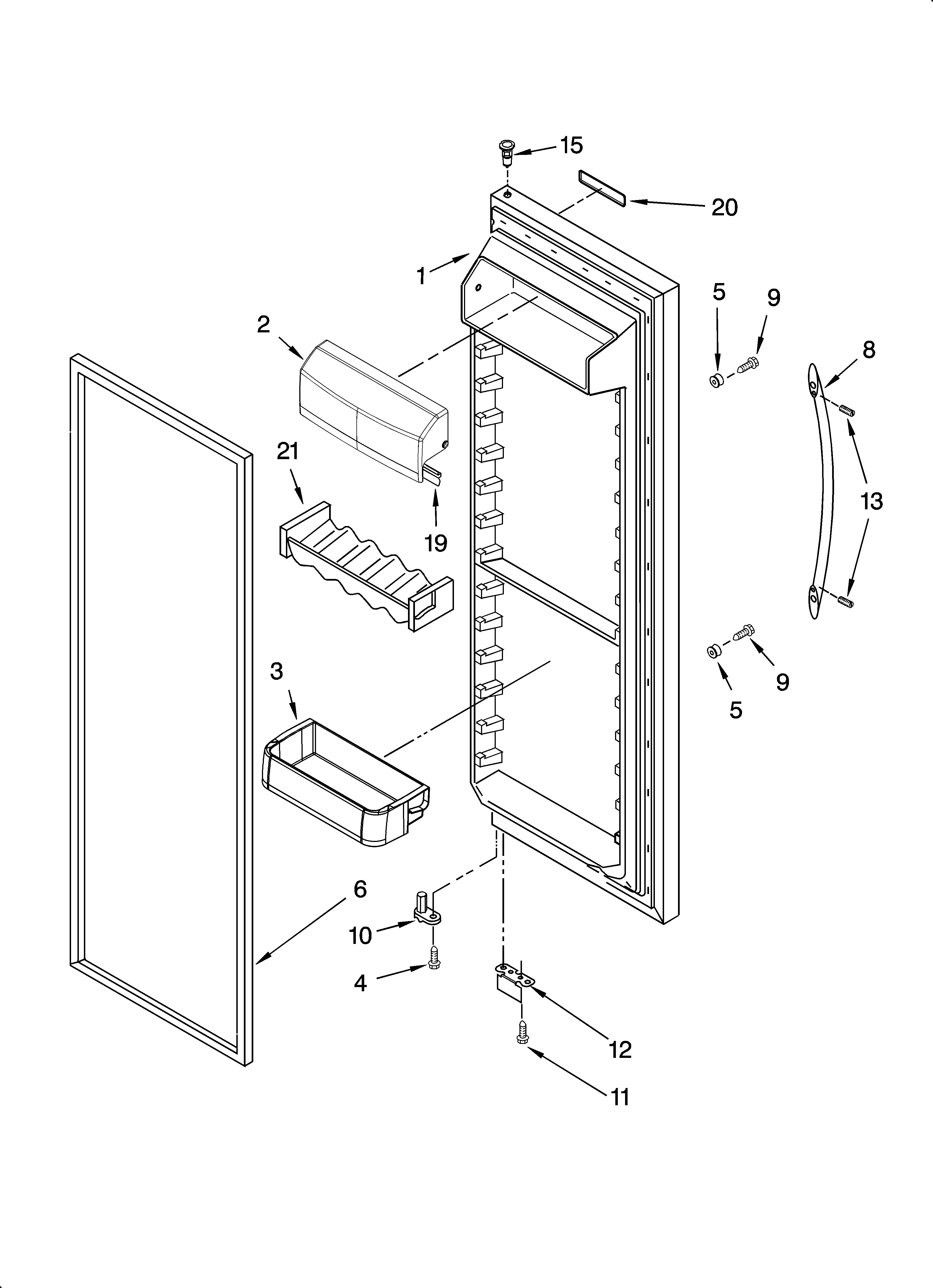 KitchenAid KSRS25FTSS01 refrigerator door parts diagram