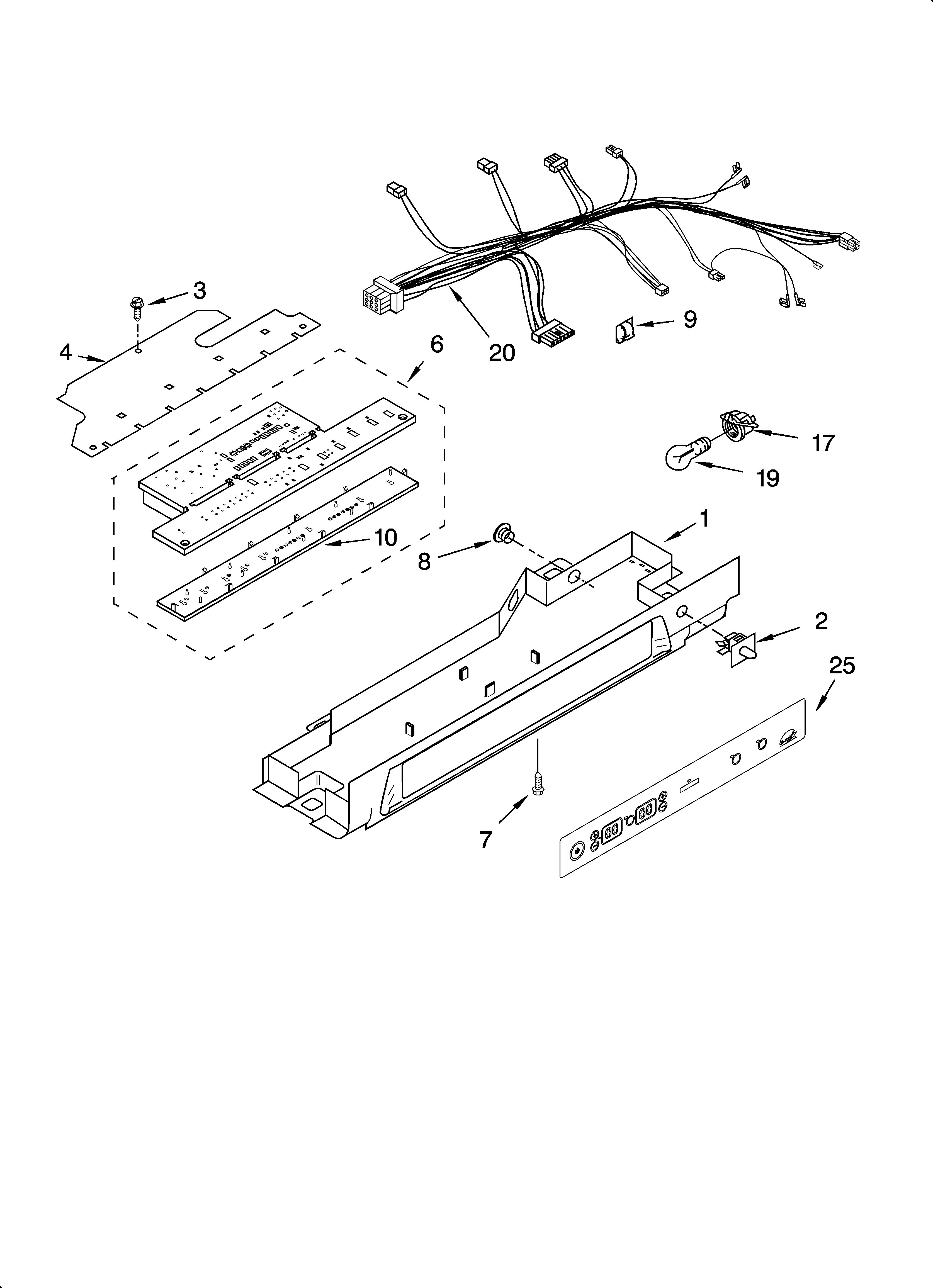 KitchenAid KSRS25FTSS01 control parts diagram