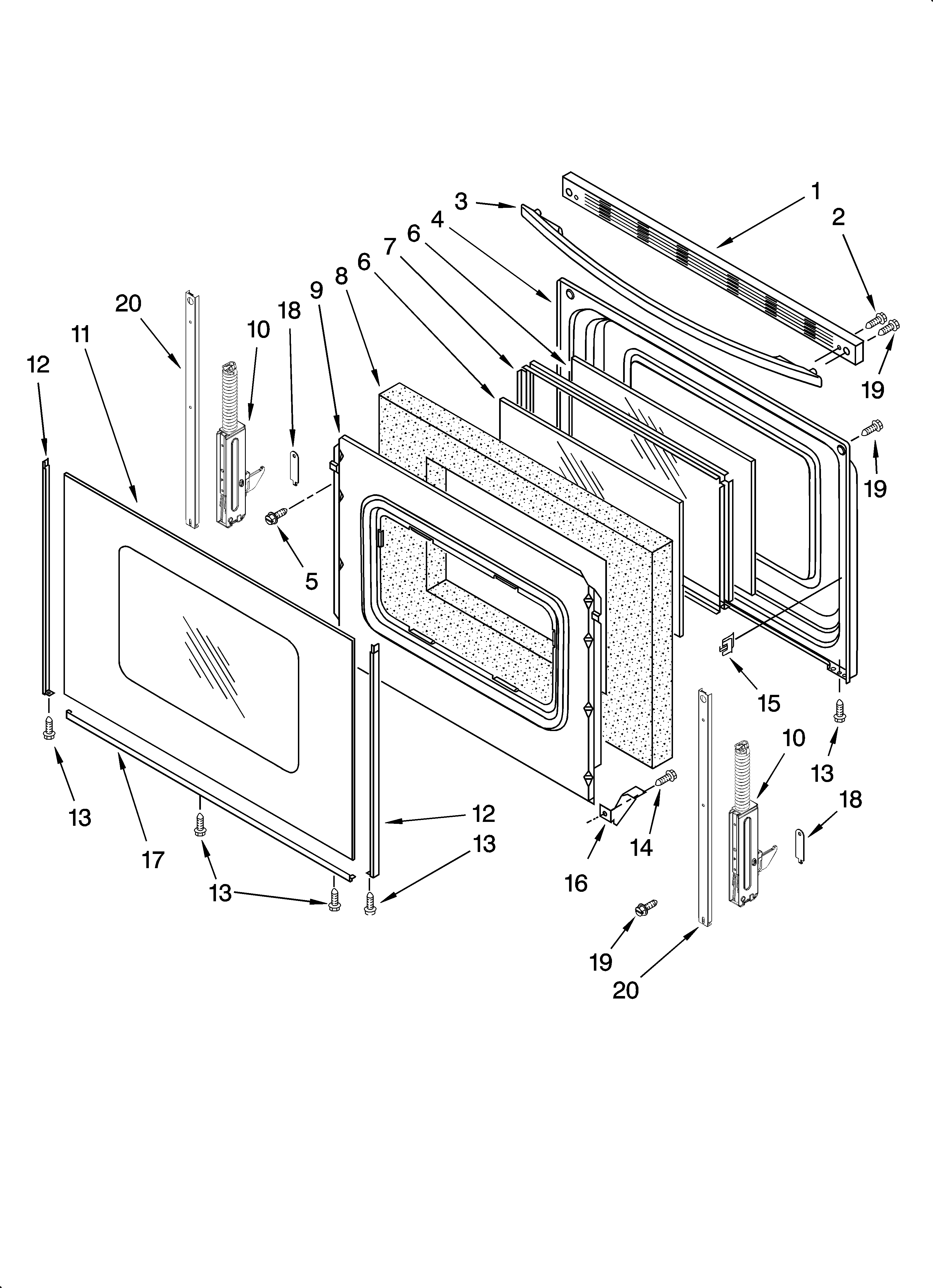 Whirlpool SF362LXTY0 door parts diagram