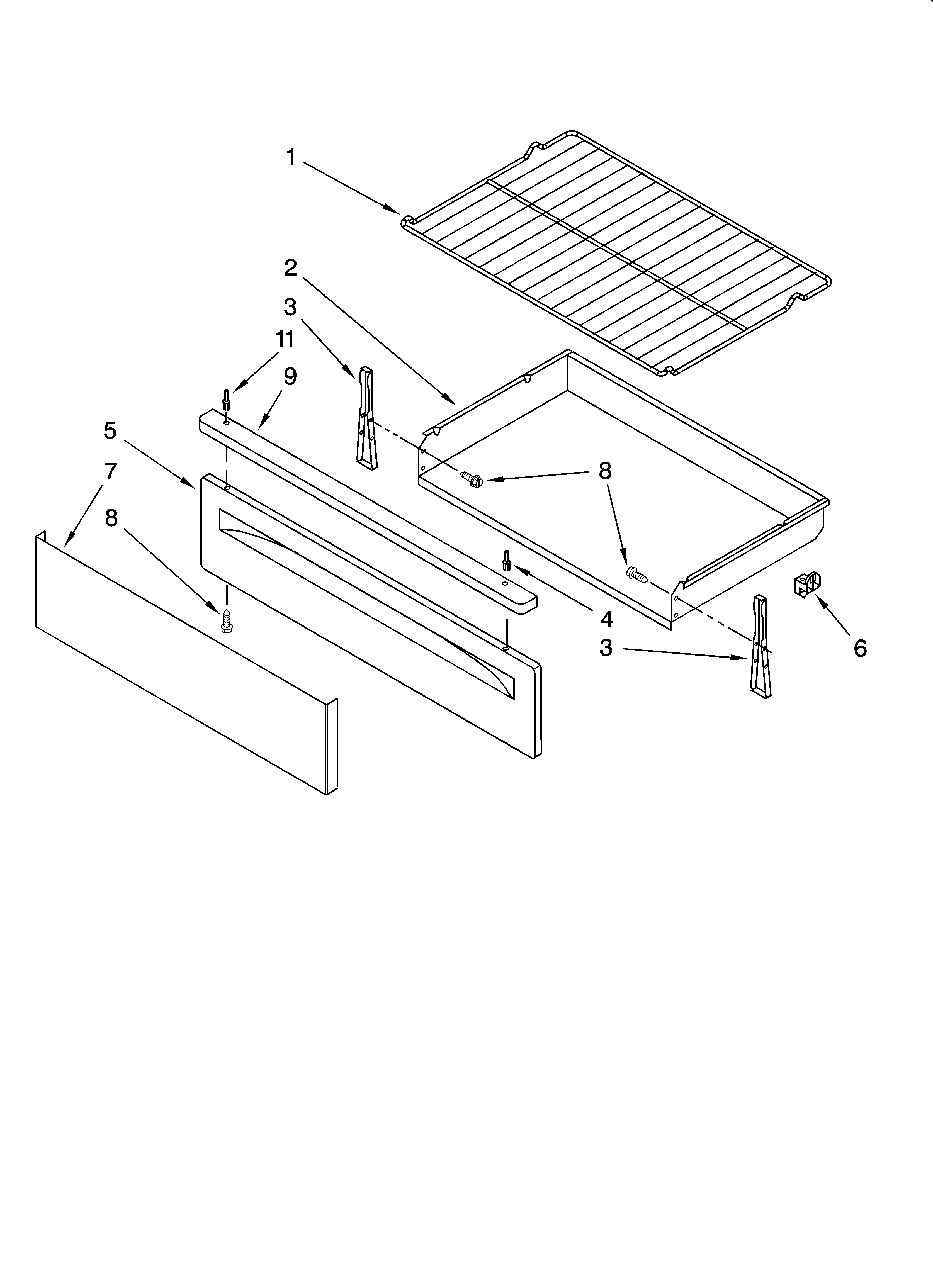 Whirlpool SF362LXTY0 drawer & broiler parts, optional parts diagram