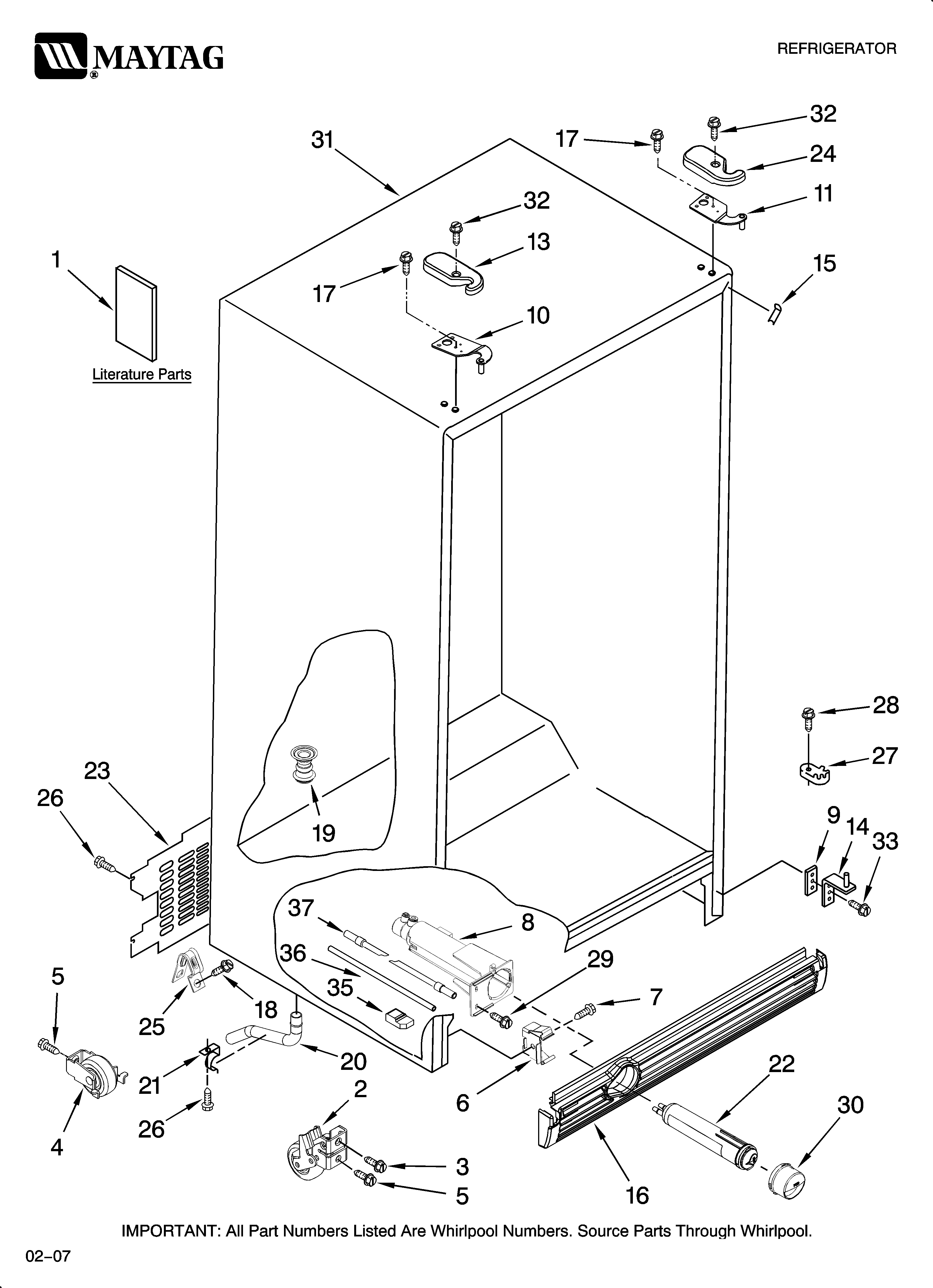Maytag MSD2258KGB00 cabinet parts diagram