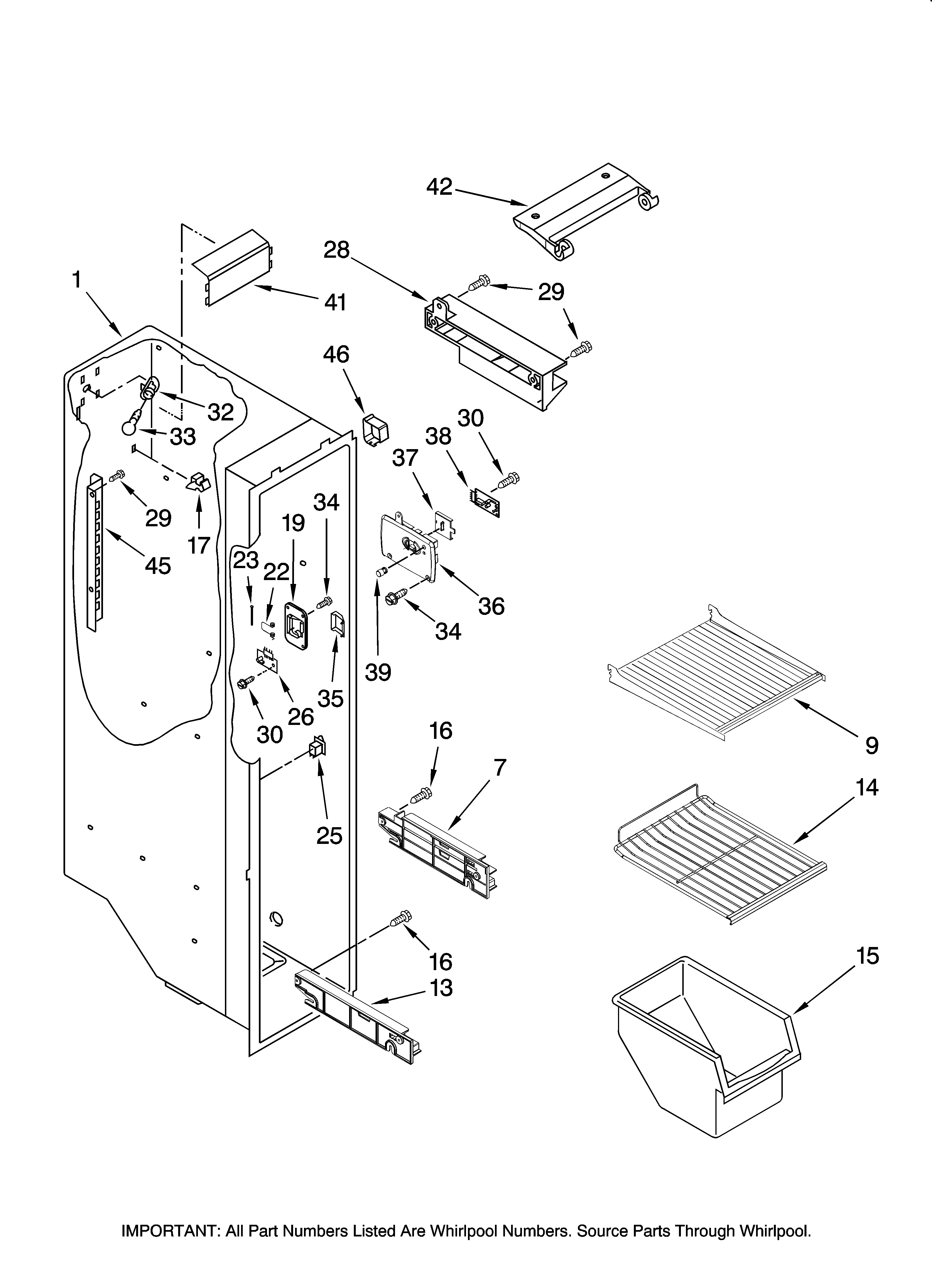 Maytag MSD2258KGB00 freezer liner parts diagram