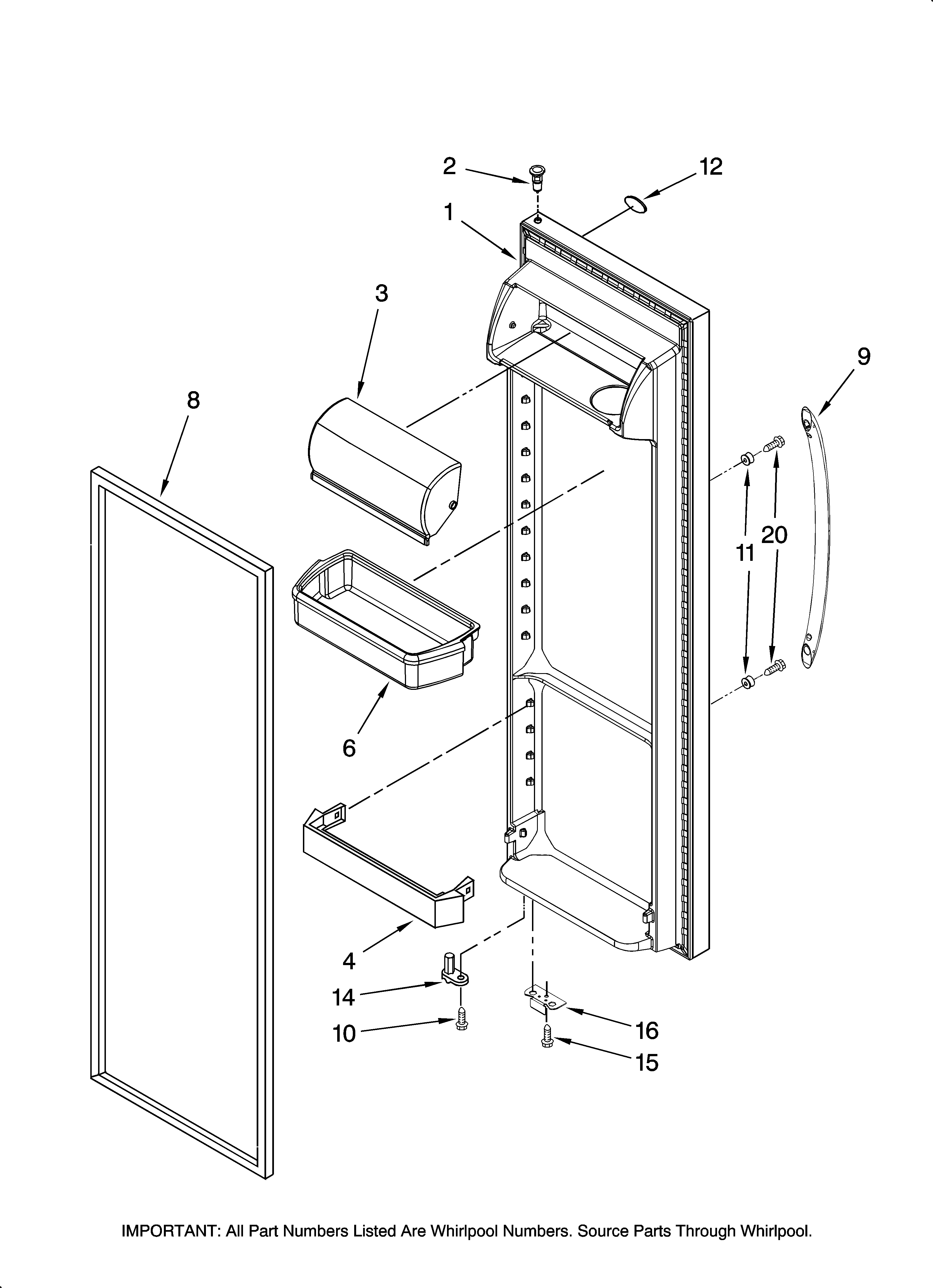 Maytag MSD2258KGB00 refrigerator door parts diagram