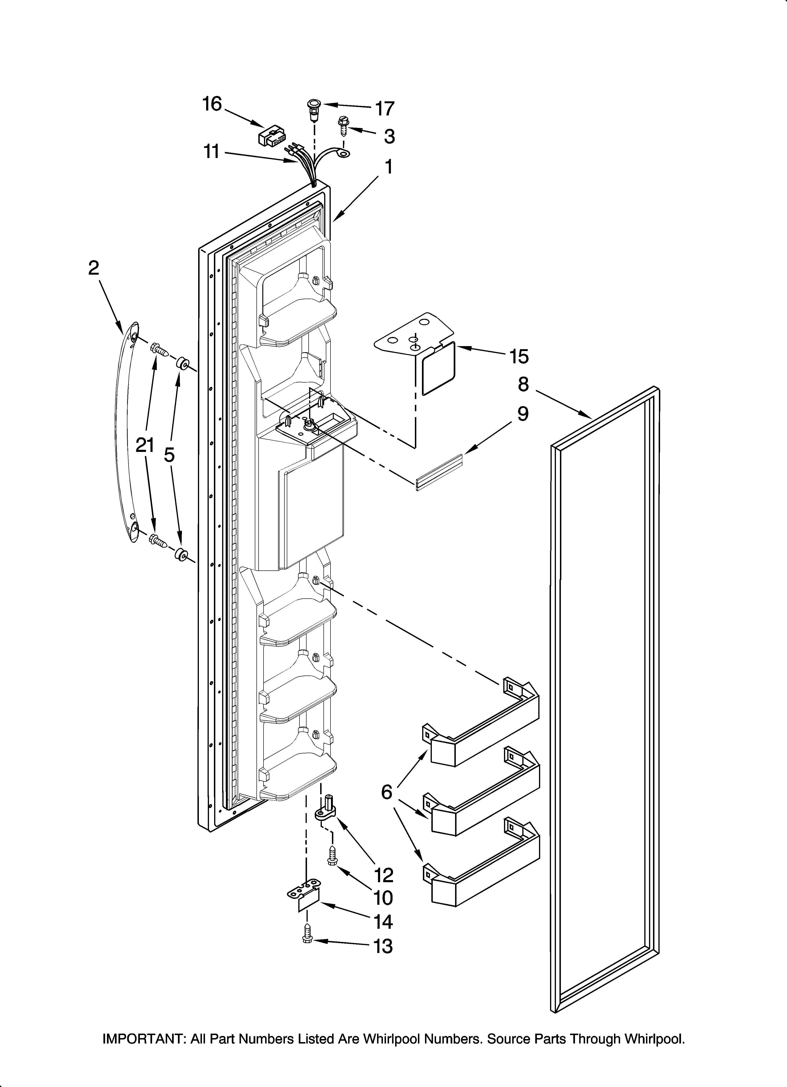 Maytag MSD2258KGB00 freezer door parts diagram