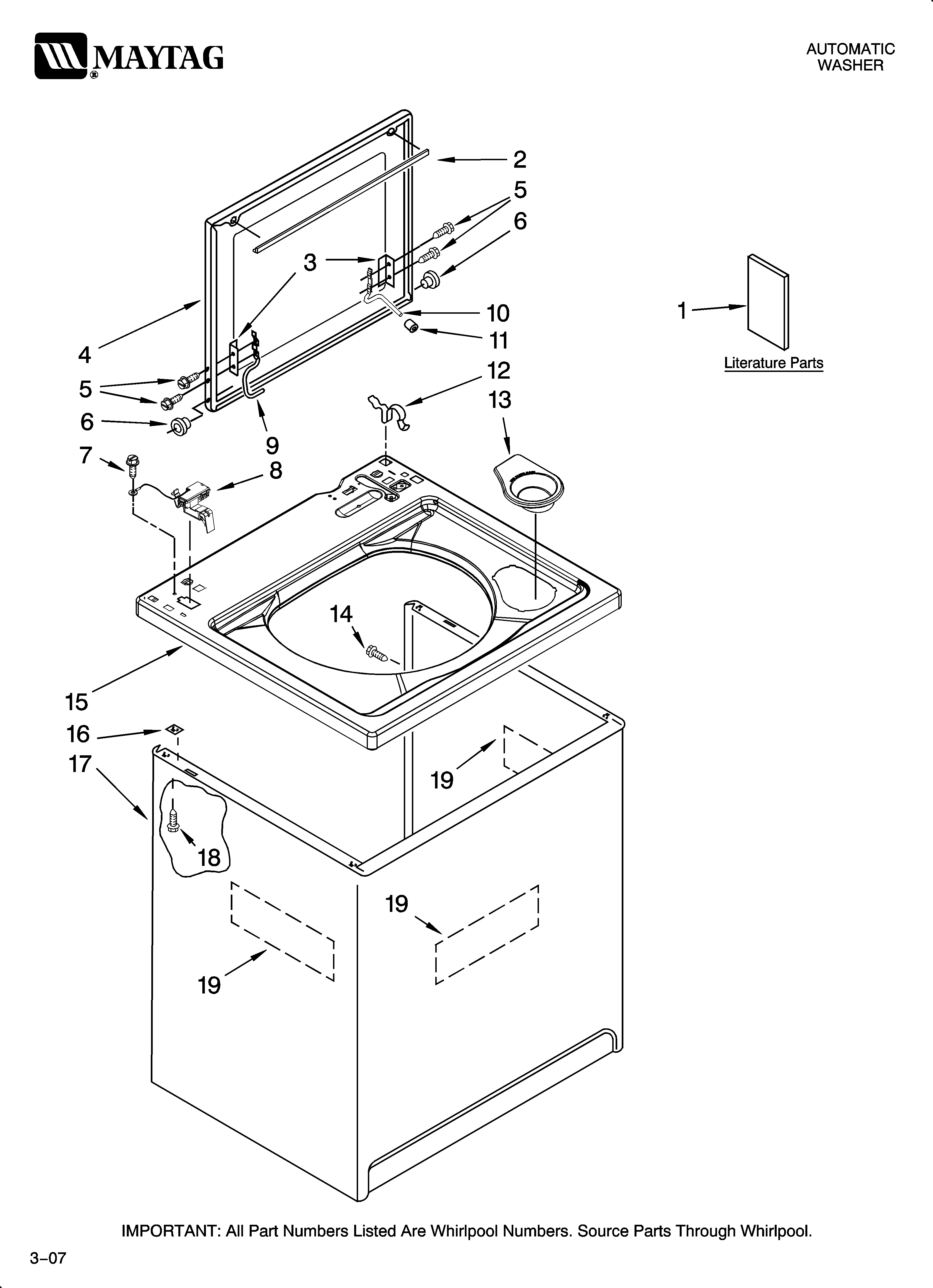 Maytag MTW5821TW0 top and cabinet parts diagram